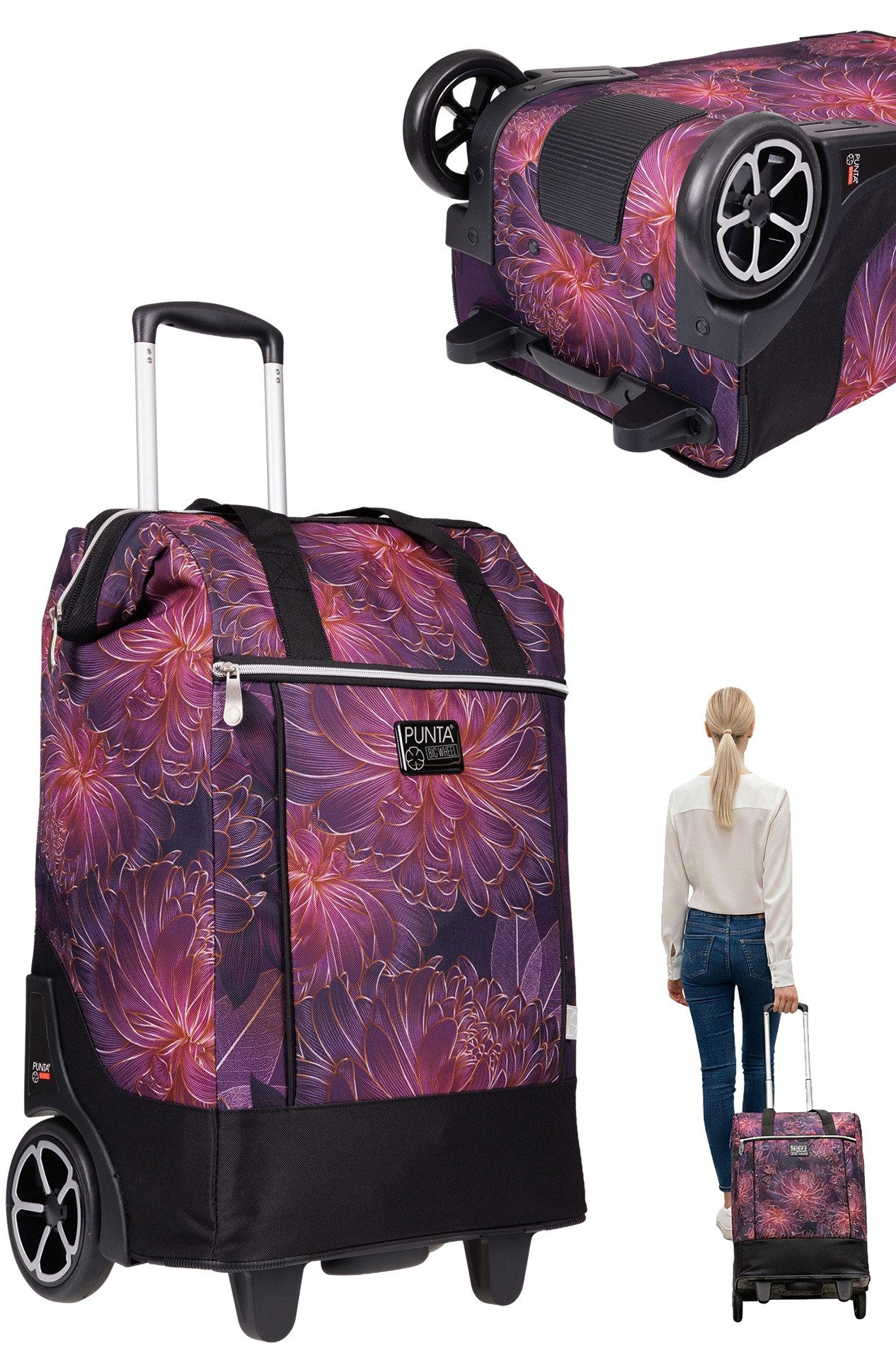 PUNTA Einkaufstrolley Big Wheel große Räder 40 Liter Einkaufsroller, Trolley Shopper Einkaufskorb Einkaufstrolly 10303 + Thermo Tasche