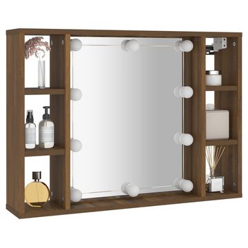 vidaXL Spiegel Spiegelschrank mit LED Braun Eiche-Optik 76x15x55 cm