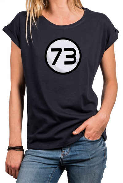 MAKAYA Print-Shirt Damen Magische Zahl 73 Sheldon Big Mathematiker Aufdruck Sommer Top mit Druck, aus Baumwolle, große Größen
