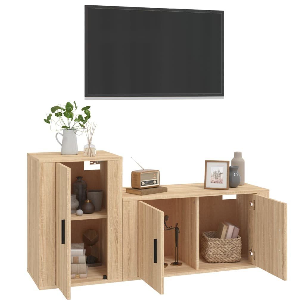 vidaXL Sonoma-Eiche Sonoma TV-Schrank-Set Eiche (2-St) TV-Schrank Holzwerkstoff 2-tlg.