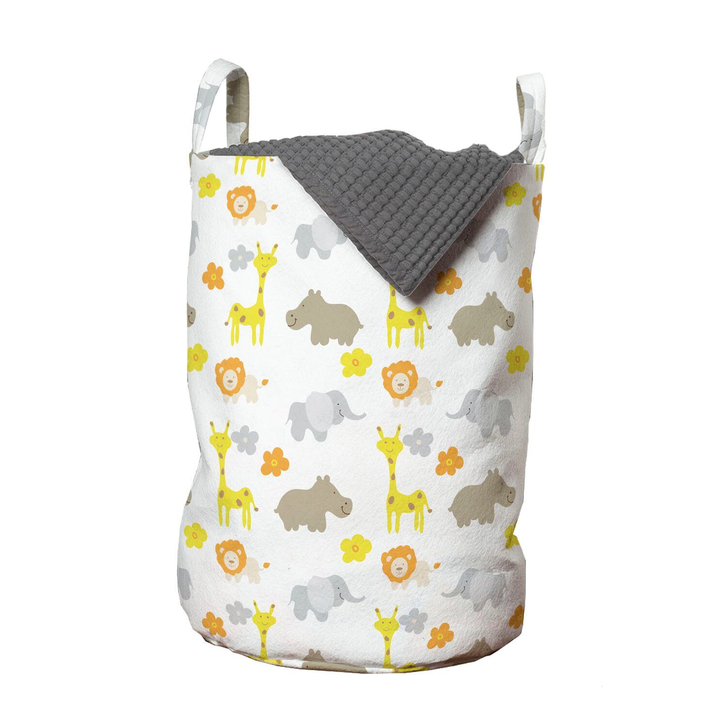Abakuhaus Wäschesäckchen Wäschekorb mit Griffen Kordelzugverschluss für Waschsalons, Kindergarten Baby-Dschungel-Tiere