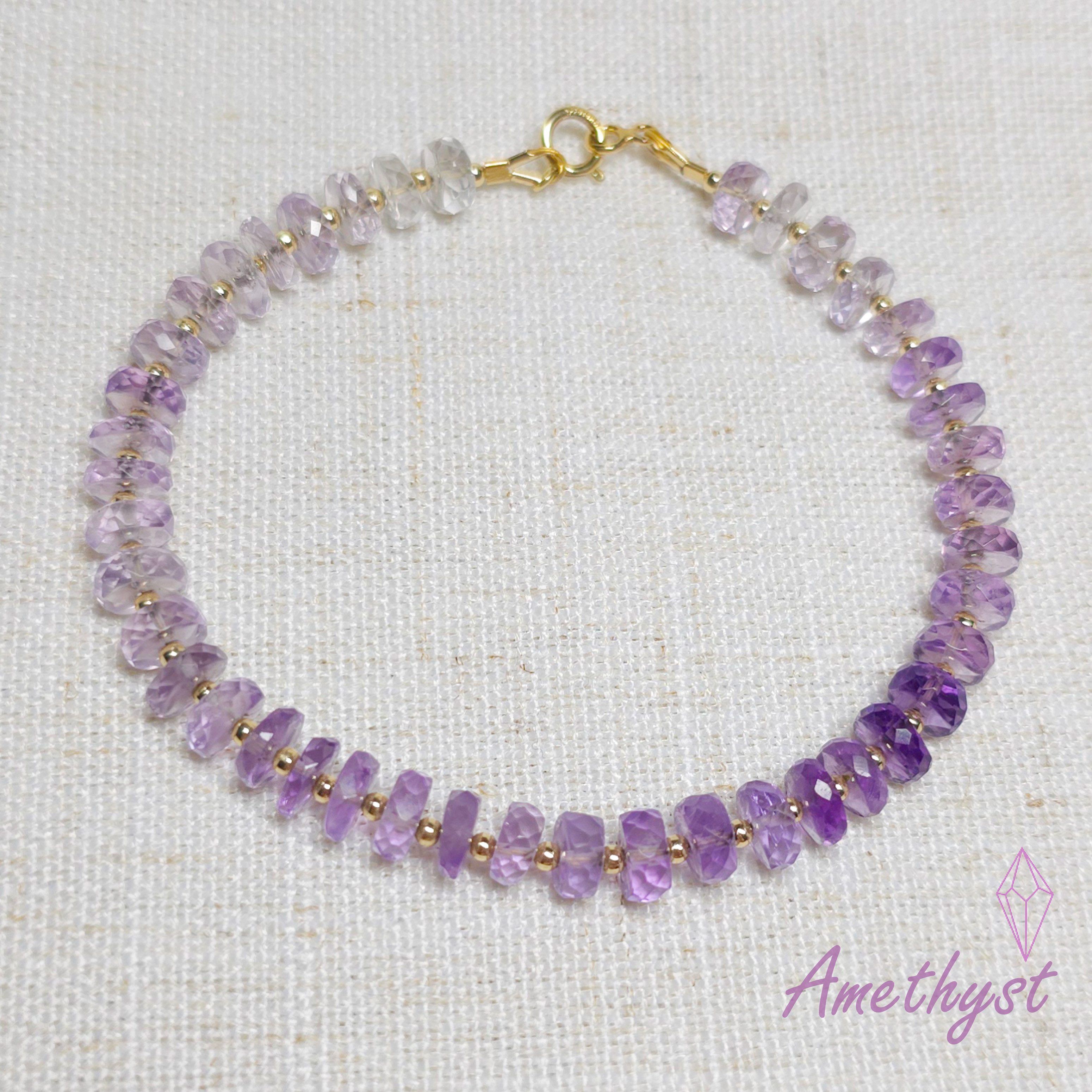 GOLDEN Armband Zierliches Amethyst Armband, Februar Geburtsstein, Geschenke für Sie