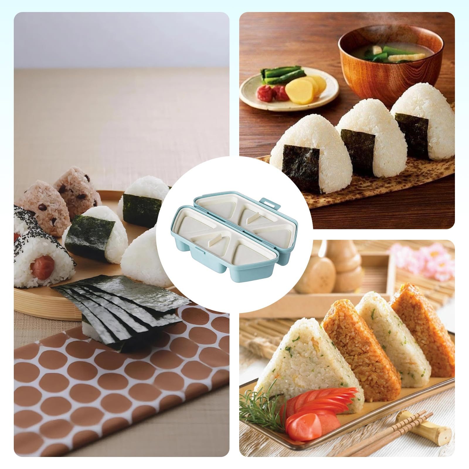 FOUORTUNATE-BEE Sushi-Roller Dreieckige Onigiri Form 6er Set Sushi Reismacher Antihaft Form, Onigiri Maker für Bento Lunchbox Picknick Camping Reis Snacks – Bild 2 von 5