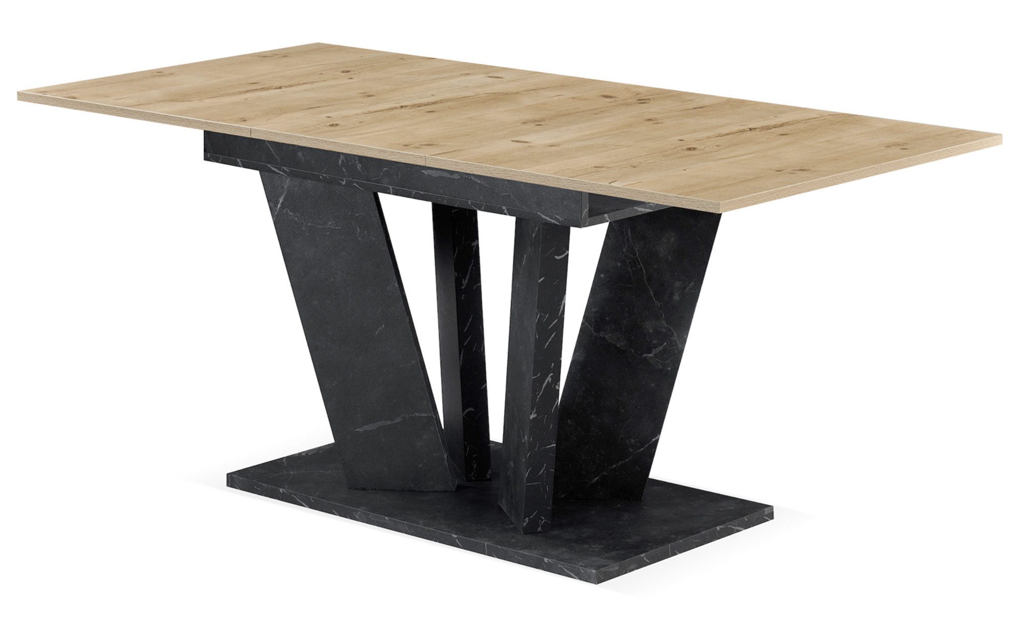 B&D home Esstisch MARA, Esszimmer Tisch ausziehbar, Ausziehtisch, 120-160 x 80 cm, für 4-6 Personen, mit wählbaren Gestellen (Holzbeine / Metallbeine)
