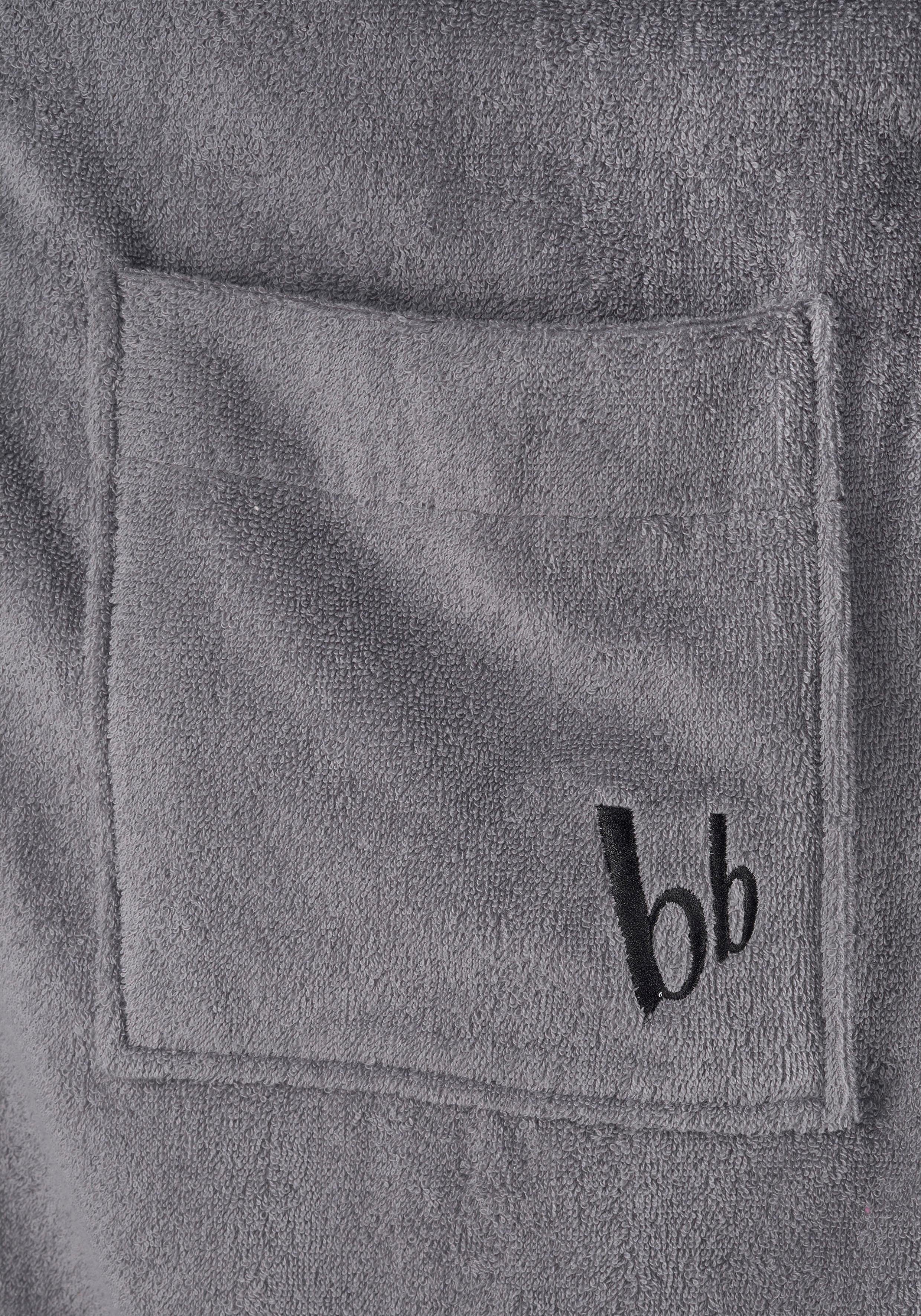 Bruno Banani Unisex-Bademantel Robby, ideal für Sauna & Spa, Standardlänge & Überlänge, Langform, Walkfrottee, Kapuze, Gürtel, Damen & Herren Bademäntel, Baumwolle, mit Taschen, Sauna, XS-3XL