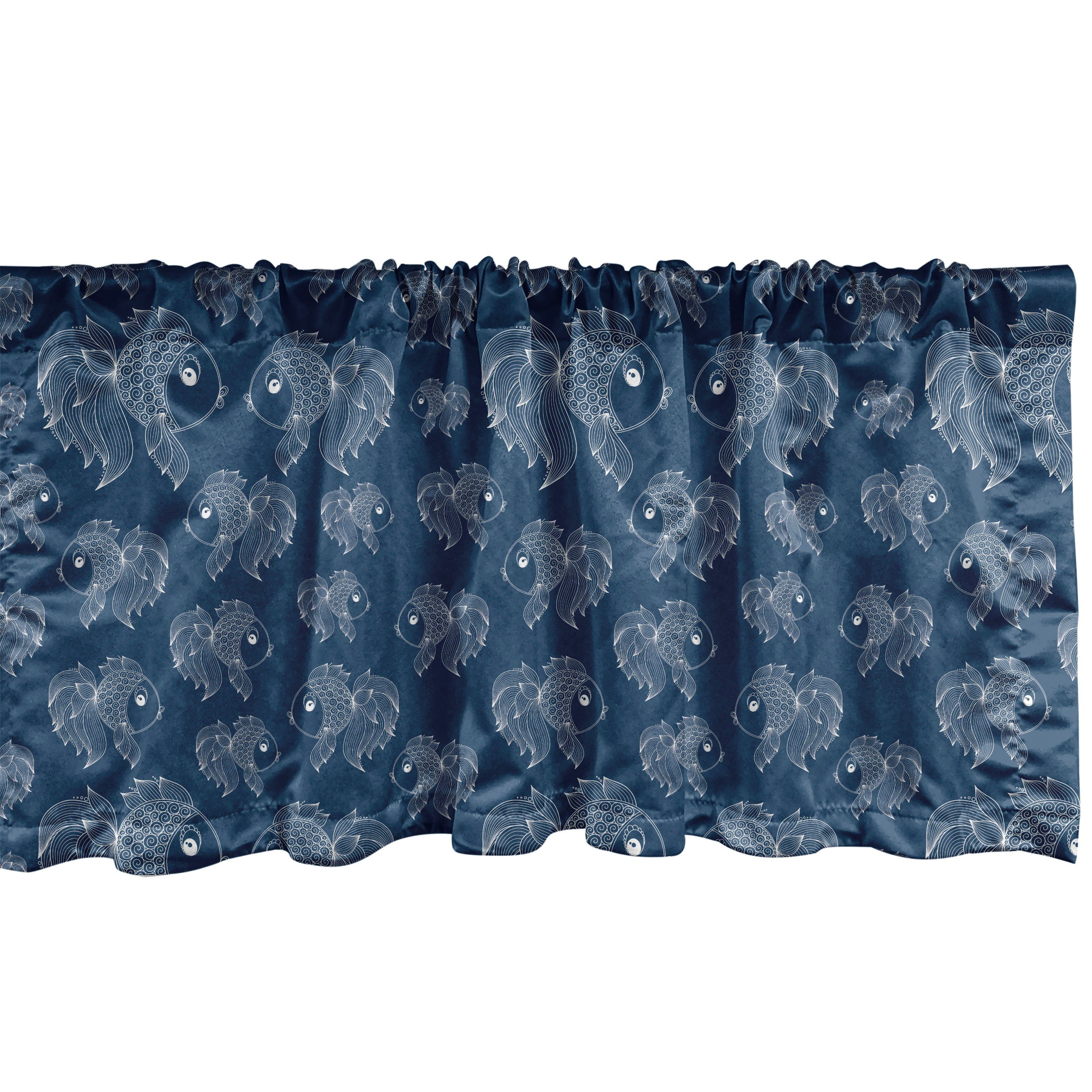 Scheibengardine Vorhang Volant für Küche Schlafzimmer Dekor mit Stangentasche, Abakuhaus, Microfaser, Unterwasser- Fische Schwimmen in Meer