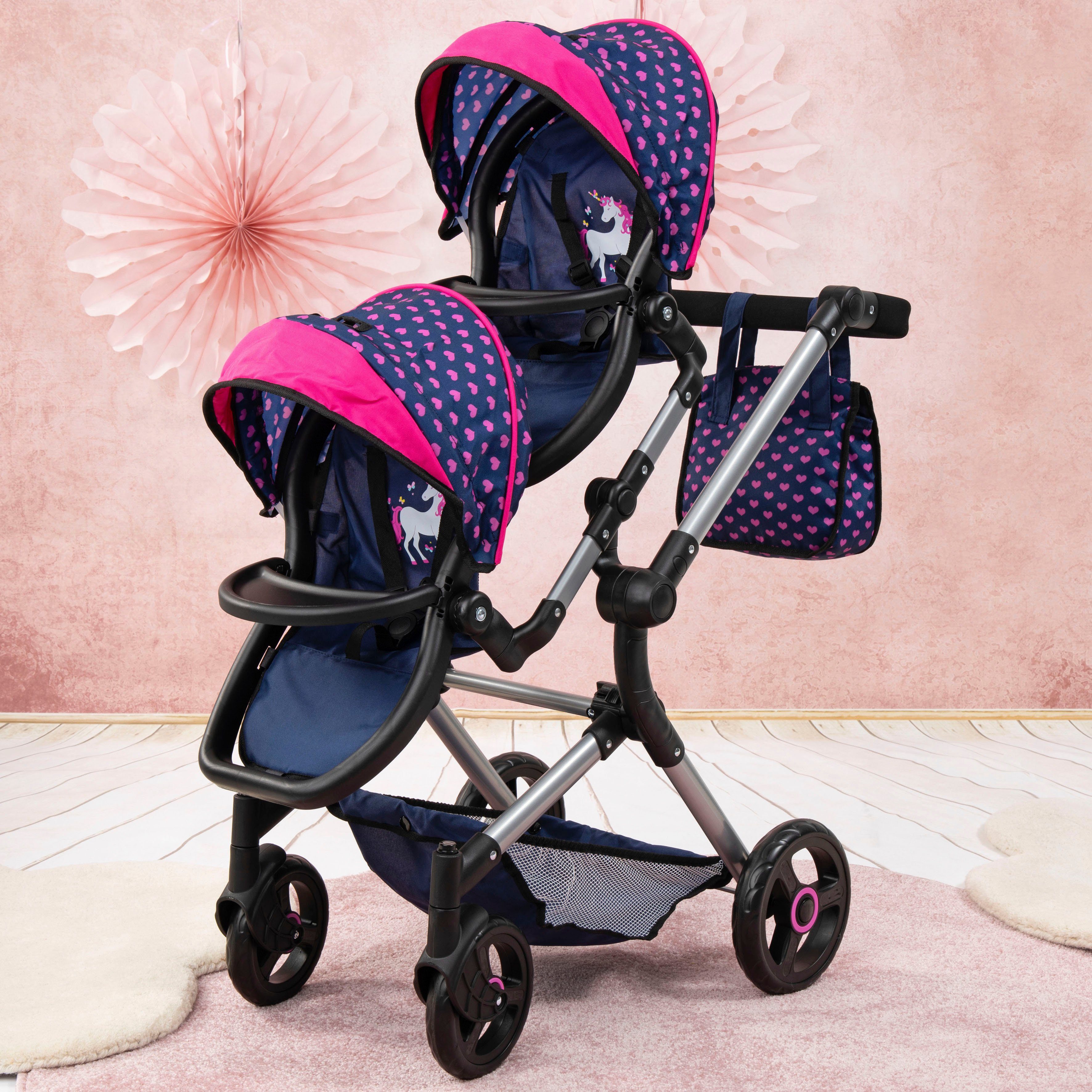 Bayer Zwillingspuppenwagen Twin Neo, blau/pink günstig online kaufen