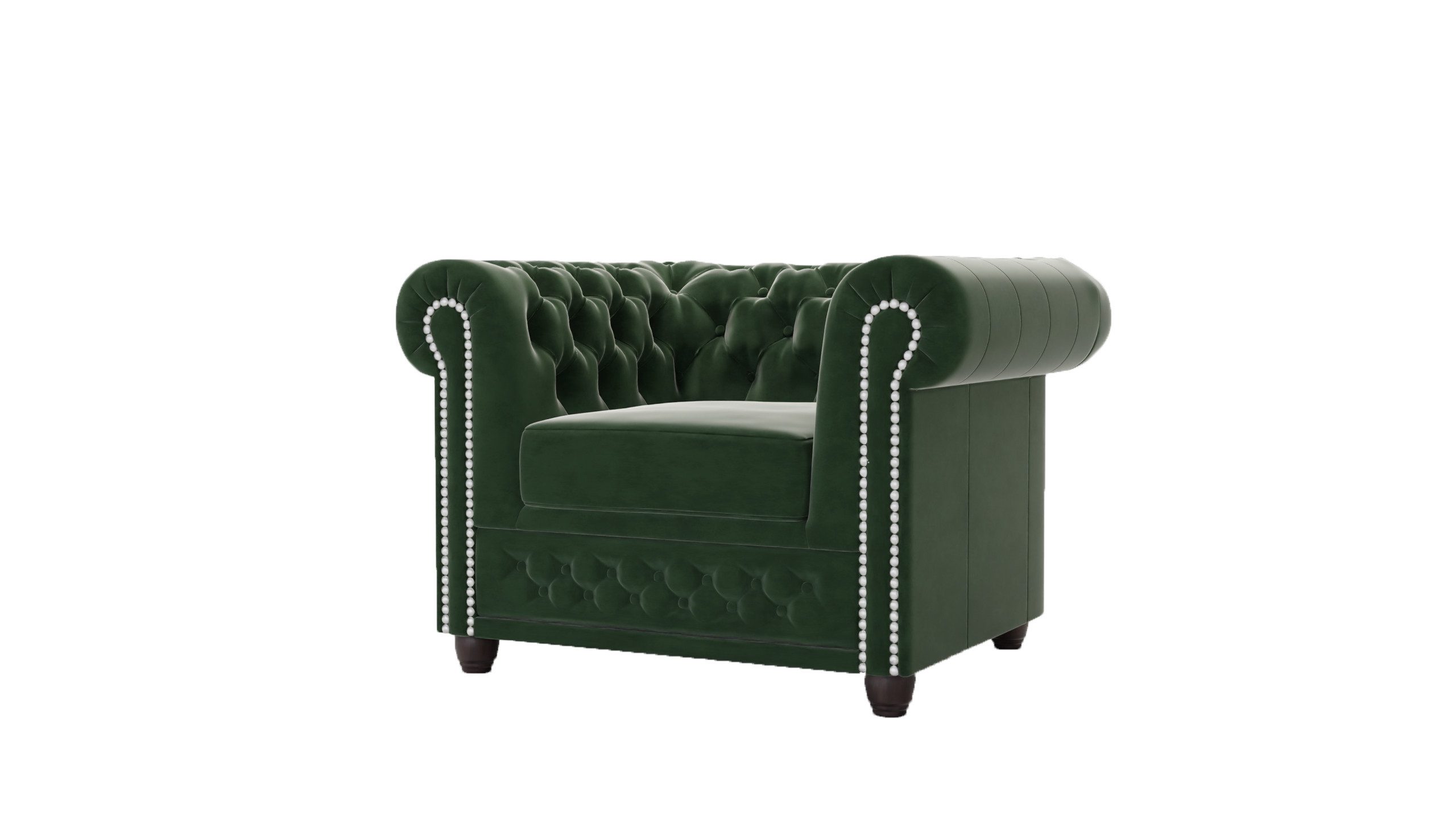 S-Style Möbel Chesterfield-Sessel Lena aus Samt-Stoff mit Holzfüßen (Chesterfield Sessel), mit Wellenfederung