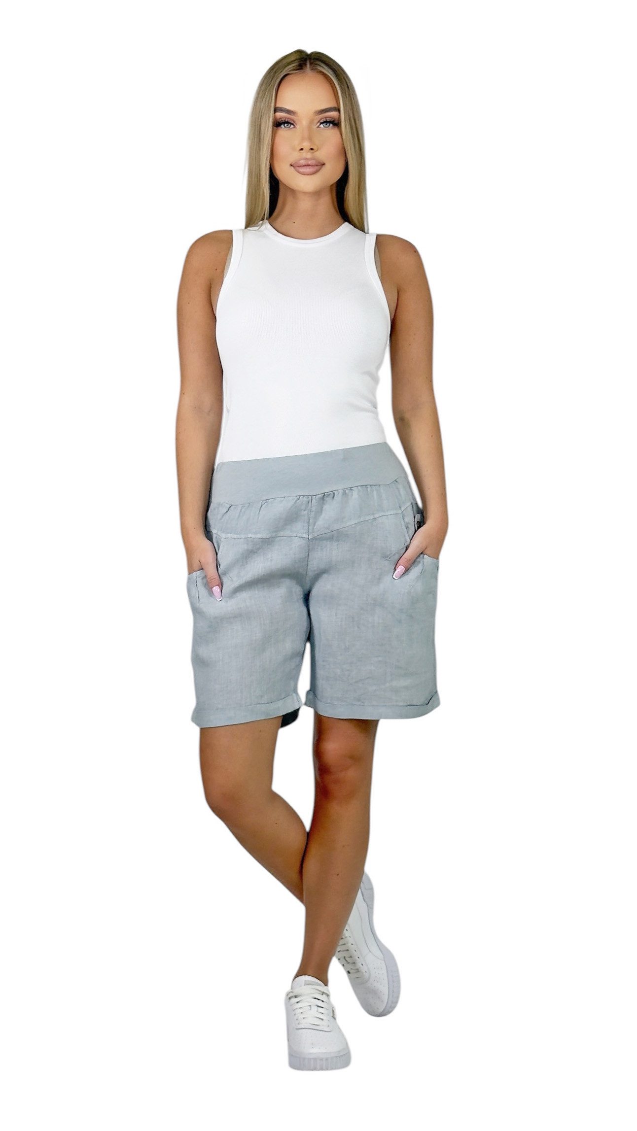 Mississhop Leinenhose 100 % Leinen Leinenshorts günstig online kaufen