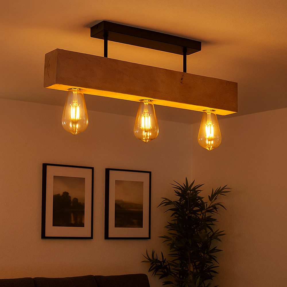 GLOBO LIGHTING Deckenleuchte, Leuchtmittel nicht inklusive, Deckenleuchte Holzlampe Wohnzimmerlampe Vintage