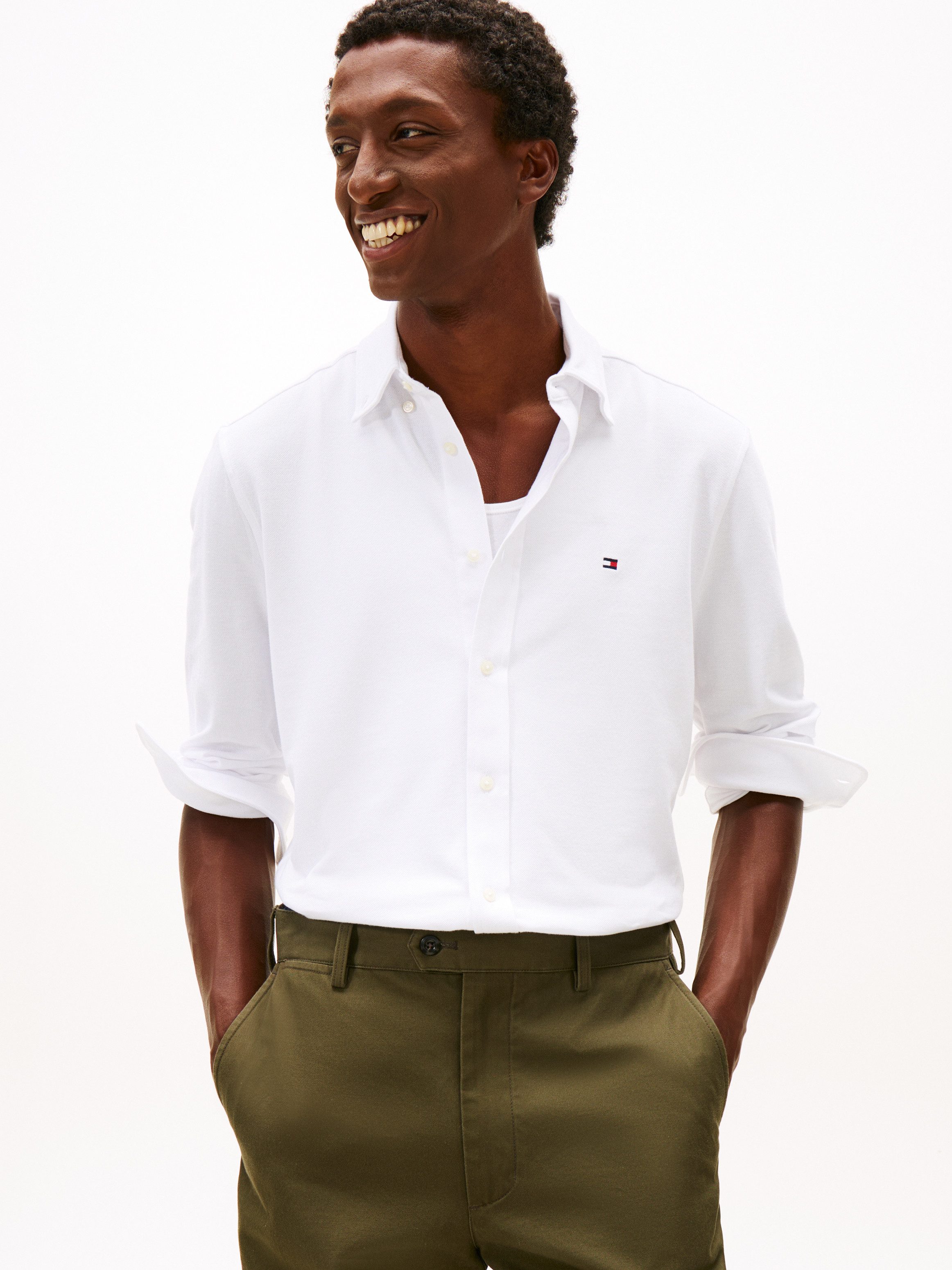 Tommy Hilfiger Langarmhemd KNIT PIQUE FEATHERWEIGHT