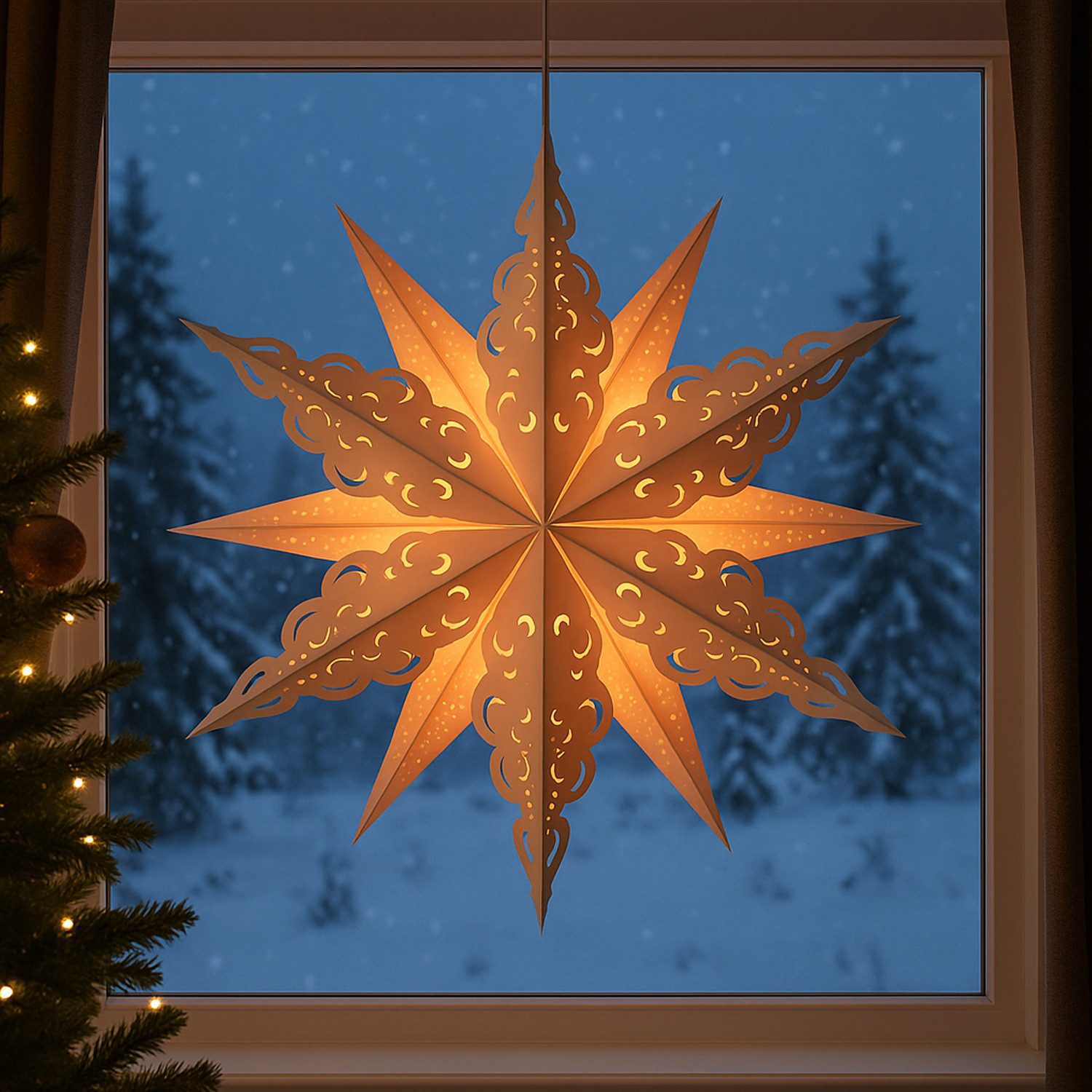 MARELIDA LED Stern Papierstern Crystal Weihnachtsstern Faltstern Leuchtstern 62cm – Bild 5 von 5