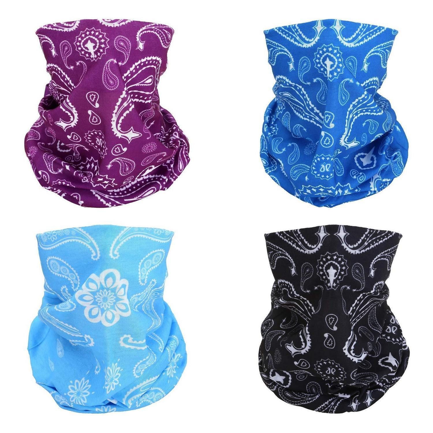LuxusKollektion Multifunktionstuch Multifunktionstuch 8er Set Schwarz Lila Himmelblau, (8-St)