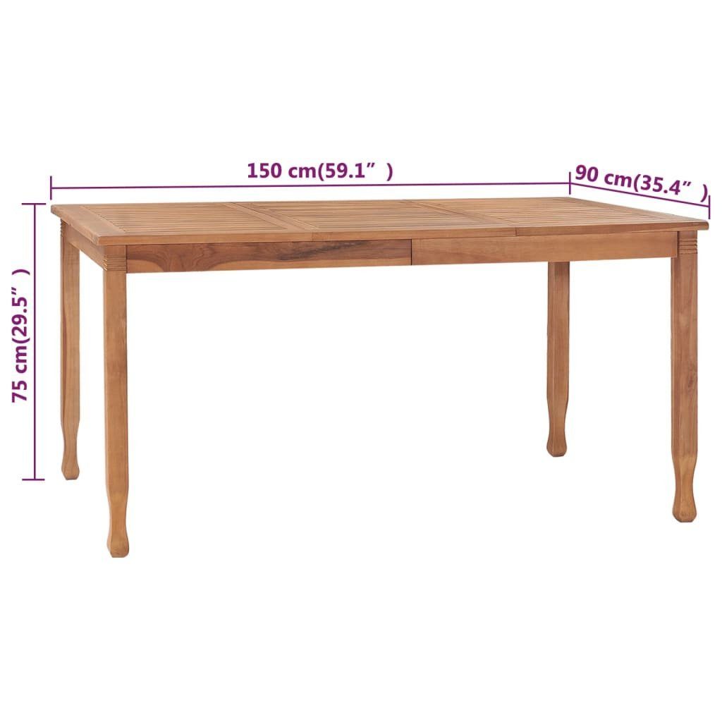 furnicato Gartentisch Garten-Esstisch Teak 150x90x75 cm Massivholz