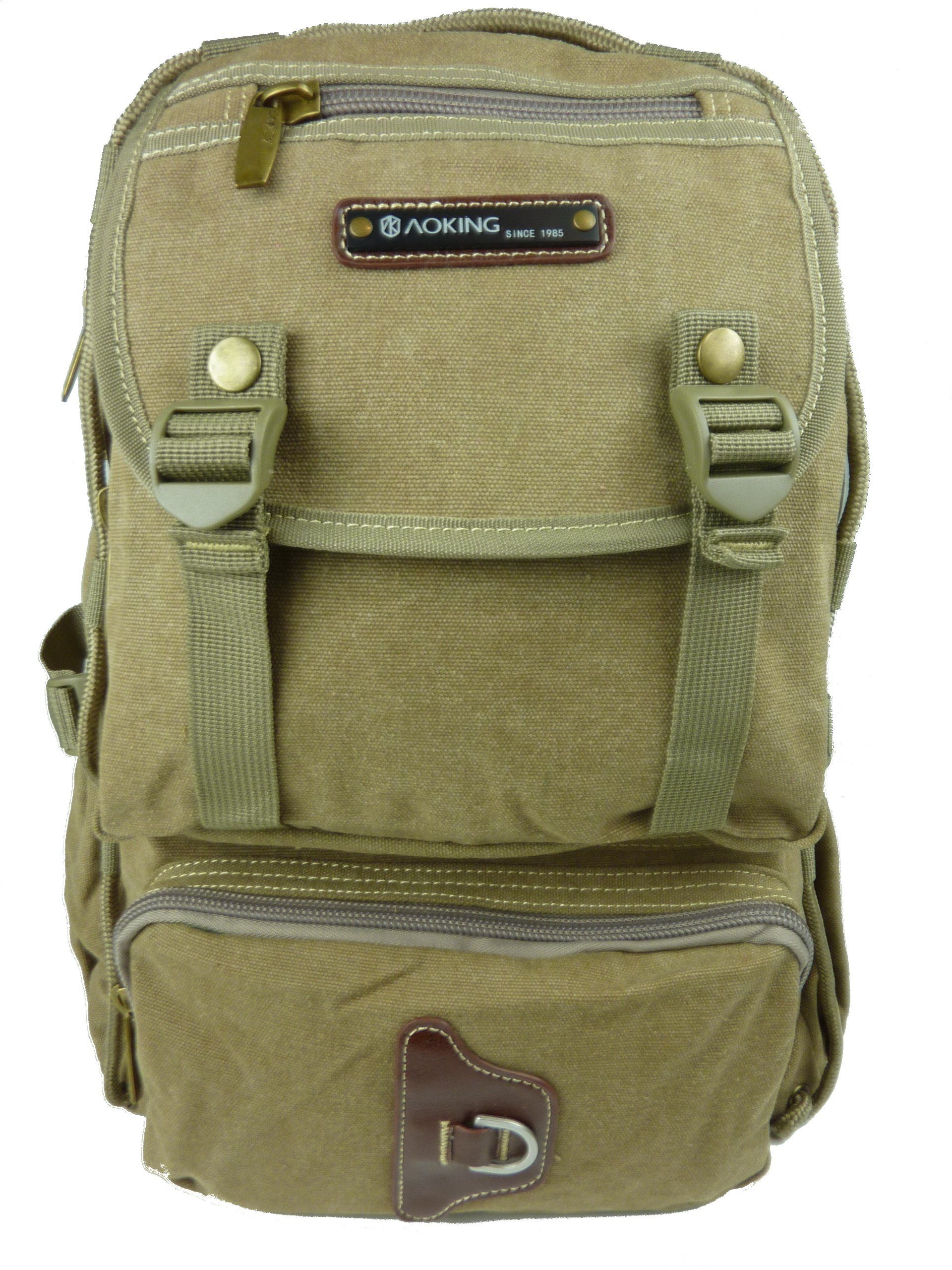 Taschen4life Freizeitrucksack Trekking Canvas Rucksack, T115, Militär Stil, Damen und Herren Segeltuch Stoffrucksack