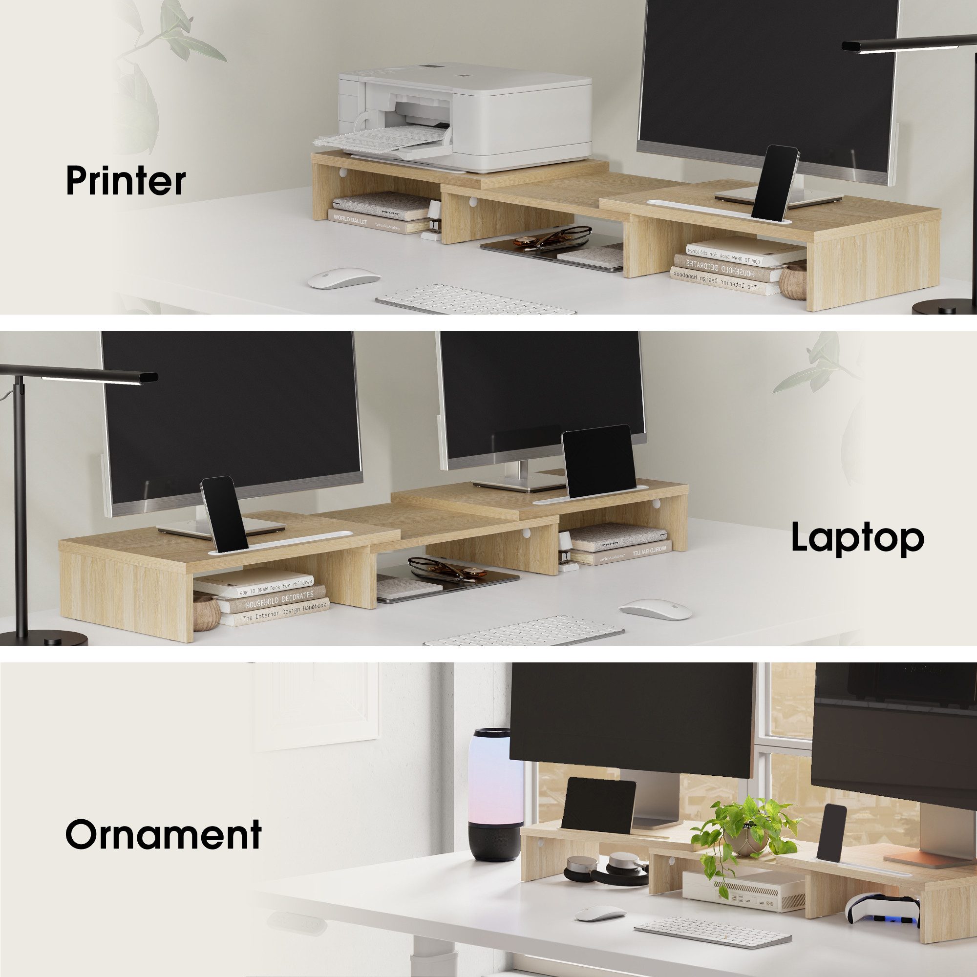 FITUEYES Monitorständer Bildschirmständer mit Telefonhalterung, (mit Halteschlitz)