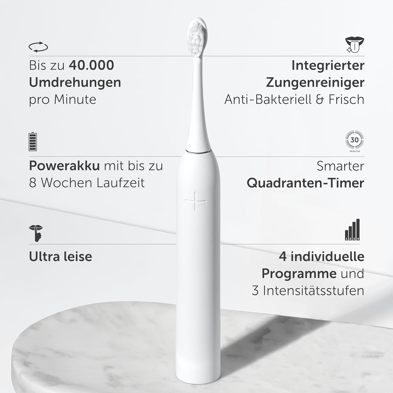 Wondersmile Schallzahnbürste Couple Bundles - Testsieger - 100 Tage risikofrei testen, Aufsteckbürsten: 2 St., Integrierter Zungenreiniger