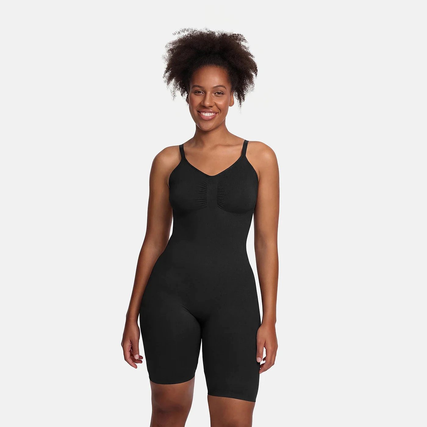 cfab (creamy fabrics) Miederbody Bodysuit Sculpting Shapewear mit Shorts-Schwarz-4XL (1-tlg) Figurformend
