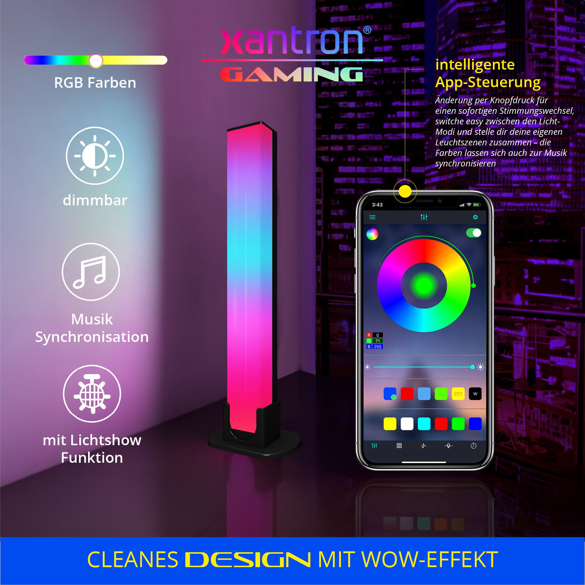 Xantron LED Stripe Lightbar Gaming Beleuchtung Hintergrundbeleuchtung Ambilight RGB
