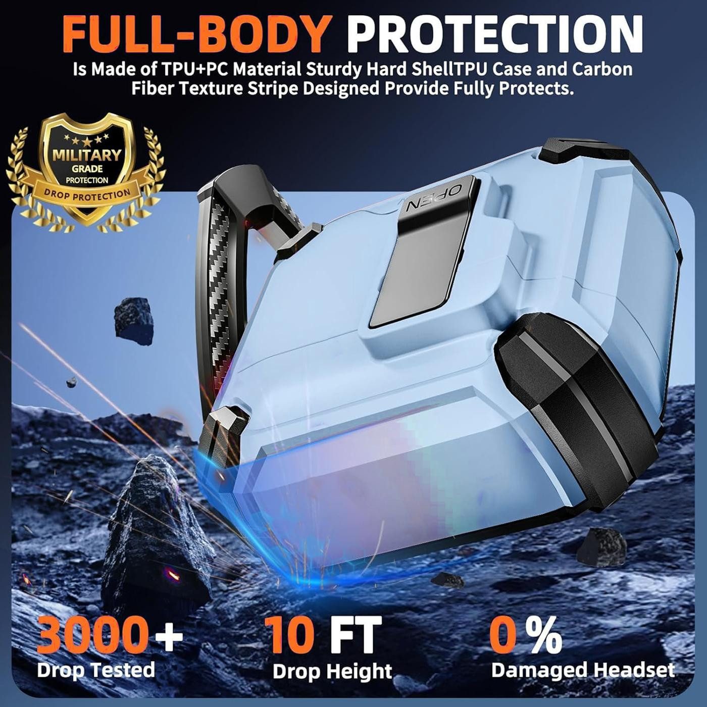 CoolGadget Kopfhörer-Schutzhülle Defender Hülle für Apple AirPods Pro 3 magnetisch mit Karabiner, 360° Full-Body Case Schutzhülle Handy Standfunktion magnetisch – Bild 5 von 5