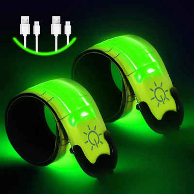 Coonoor Reflektorband Schnapparmband Reflektor, LED Armband Aufladbar