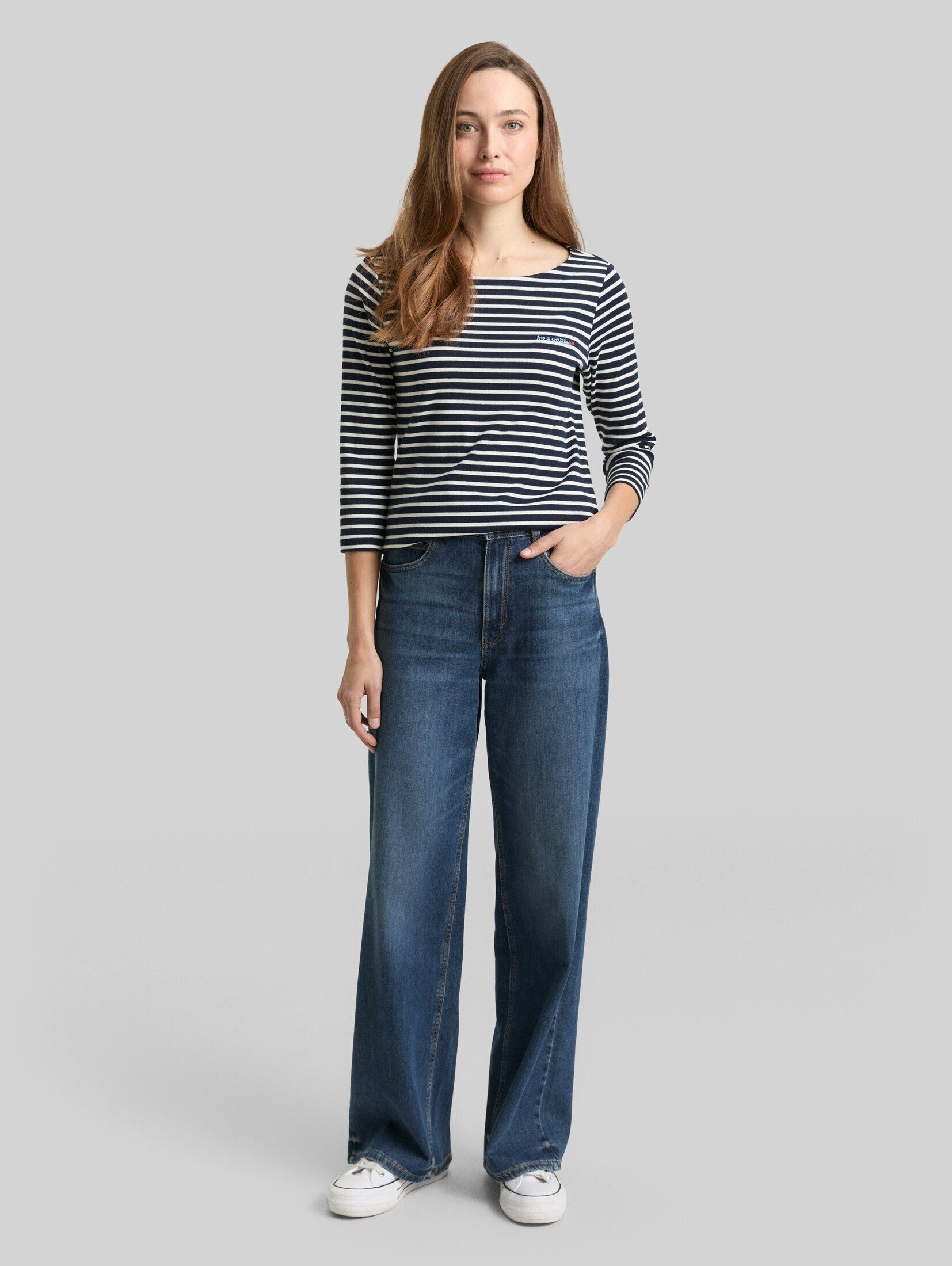 TOM TAILOR 3/4-Arm-Shirt T-Shirt (im Einserpack) Langarmshirt mit Streifenmuster – Bild 5 von 5