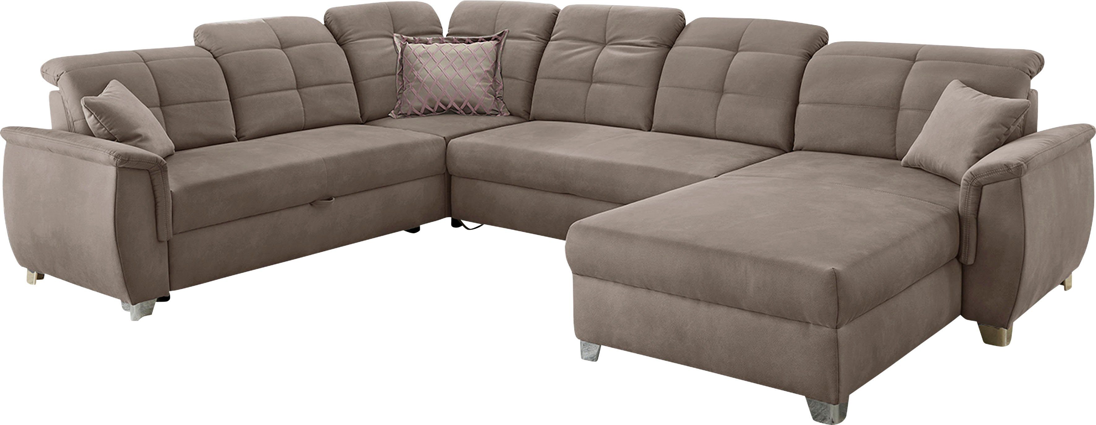 Jockenhöfer Gruppe Wohnlandschaft Livorno U-Form, B: 354 cm, mit Schlaffunktion, Bettkasten, Kopfteilverstellung & Zierkissen – Bild 2 von 5