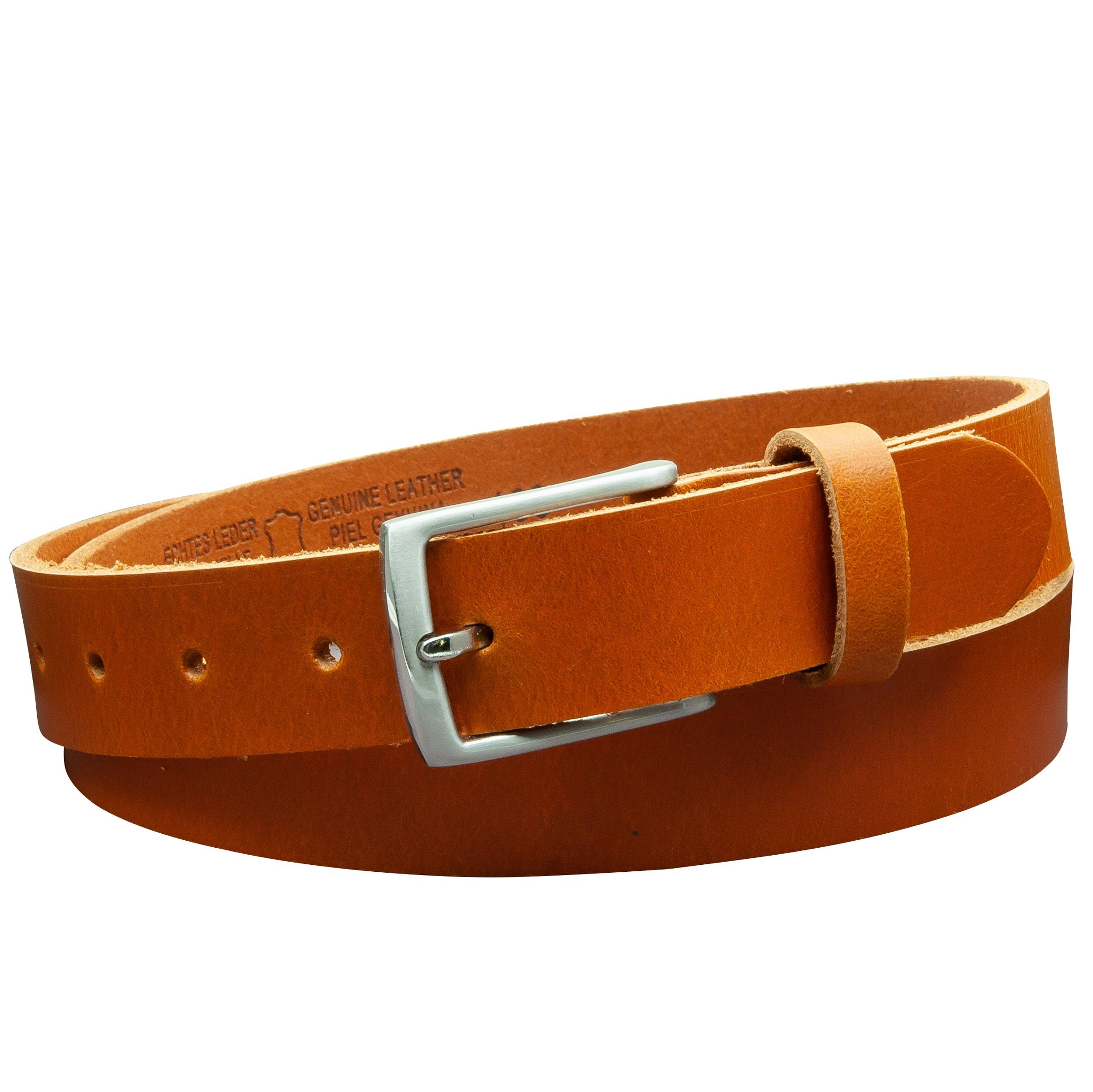 COLOGNEBELT Ledergürtel OM311-VL-Cognac MADE IN GERMANY, Cognac Kürzbar, 100 % Echtleder, Aus einem Stück, Unisex