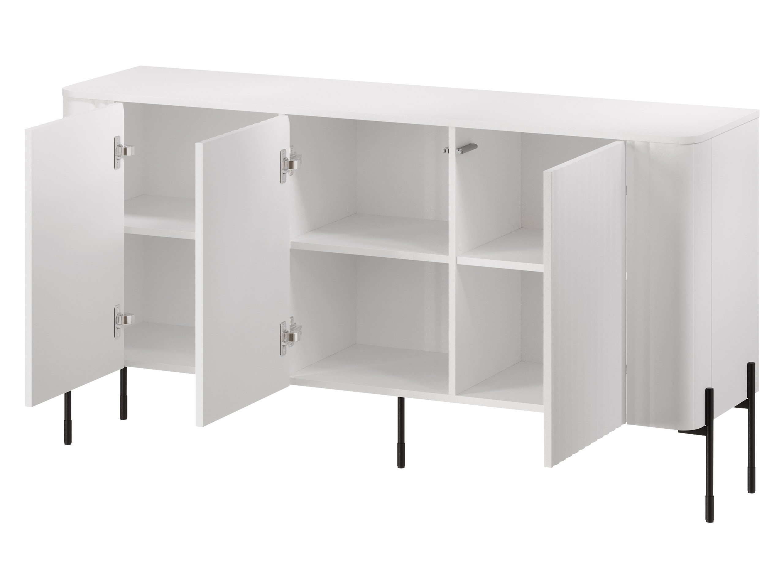 MIRJAN24 Wohnzimmer-Set Vera I, (3er-Set, Kommode, TV-Lowboard, Vitrine), Schwarze Metallfüße