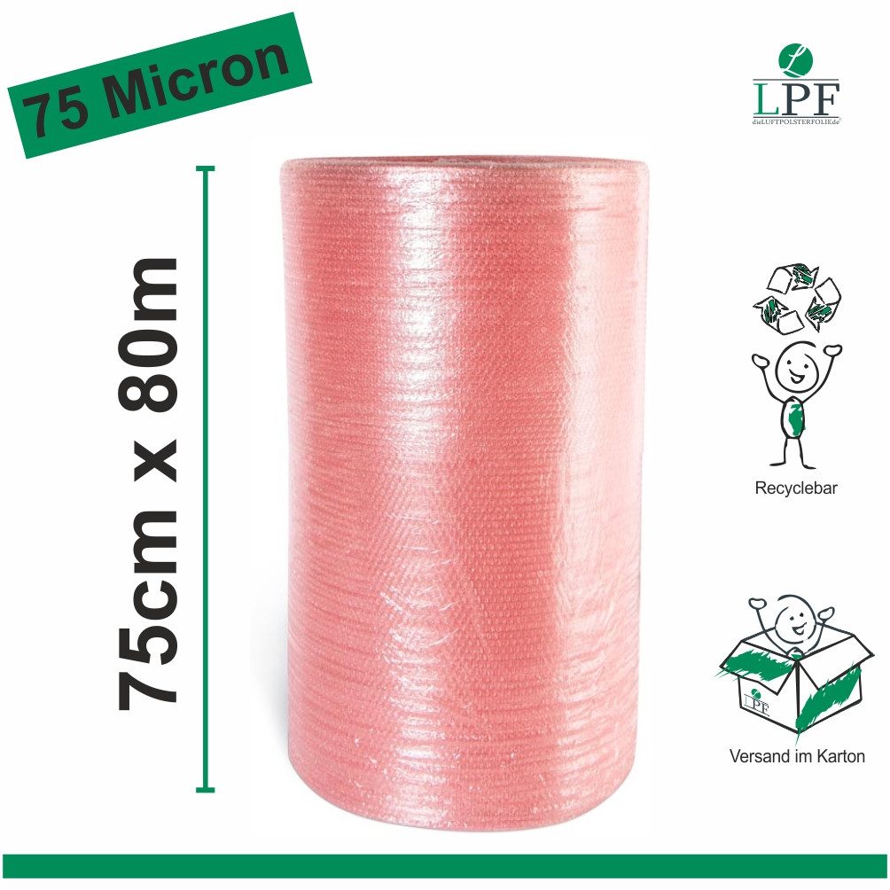 Schutzfolie Luftpolsterfolie LPF75 Breite 75cm x Länge 80m Verpackungsfolie