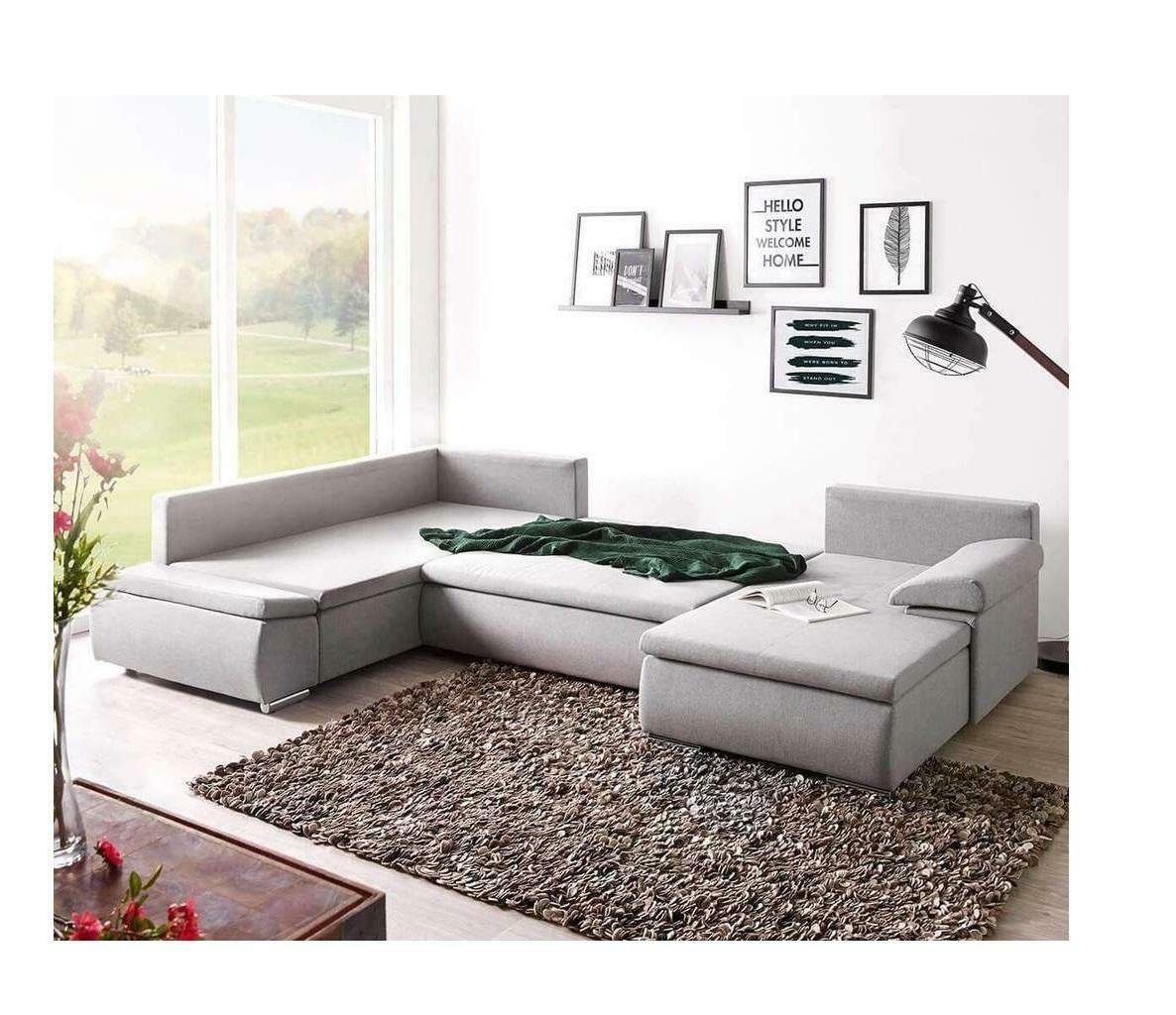 JVmoebel Ecksofa, Stoff U-Form Couch Wohnlandschaft Ecksofa Garnitur Design