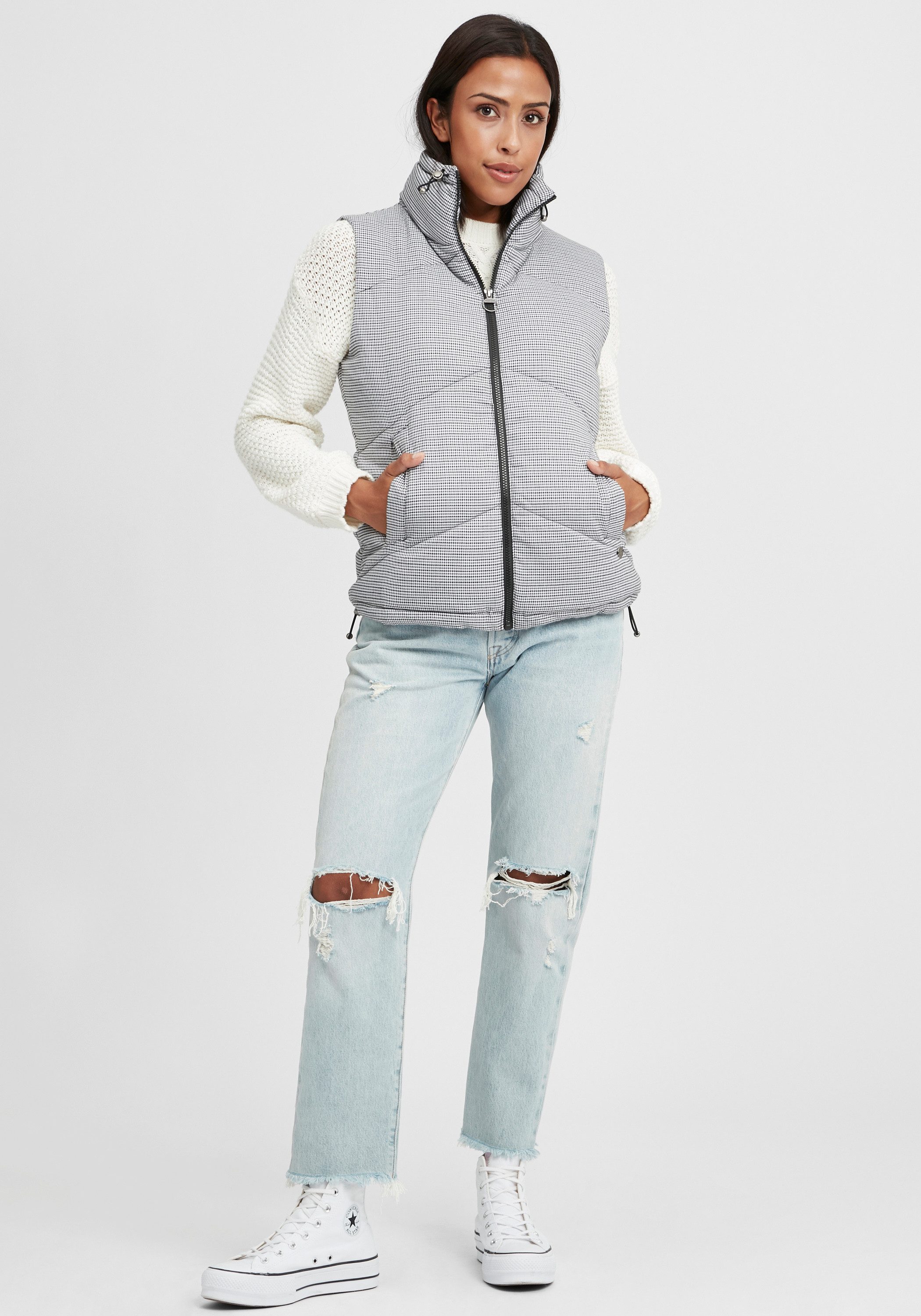 OXMO Steppweste OXNennja Steppweste im feinen Hahnentritt-Muster günstig online kaufen