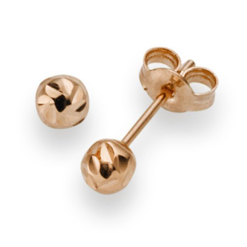 Paar Ohrstecker 4mm Kugel Ohrstecker aus 585 Rotgold