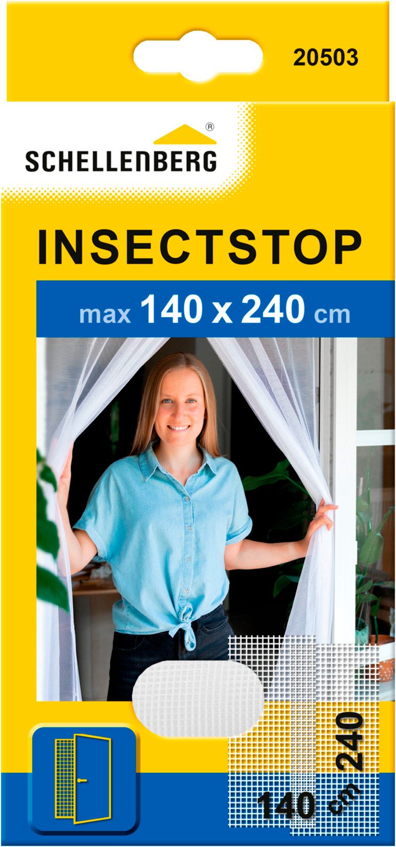 SCHELLENBERG Insektenschutz-Vorhang Fliegengitter für Balkontüren und Terrassentüren, (Set, 1-St), ohne bohren, 140 x 240 cm in weiß und anthrazit