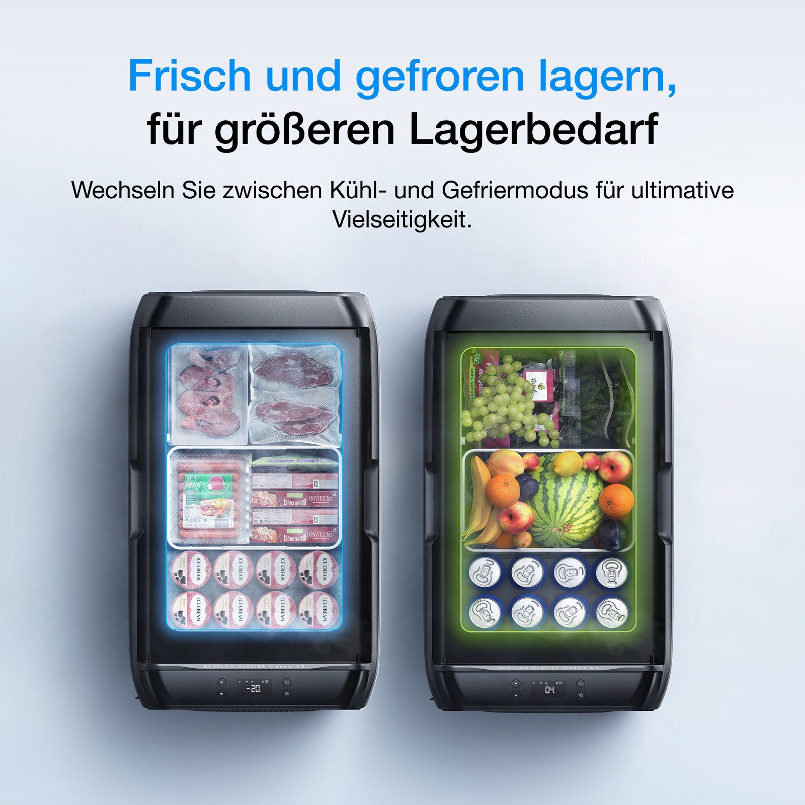 Ecoflow Kühlbox EcoFlow GLACIER Tragbare Kühl- und Gefrierbox, 35L / 45L / 55L, App-gesteuerter Kühlbox, für Camping, Roadtrips und Angeln