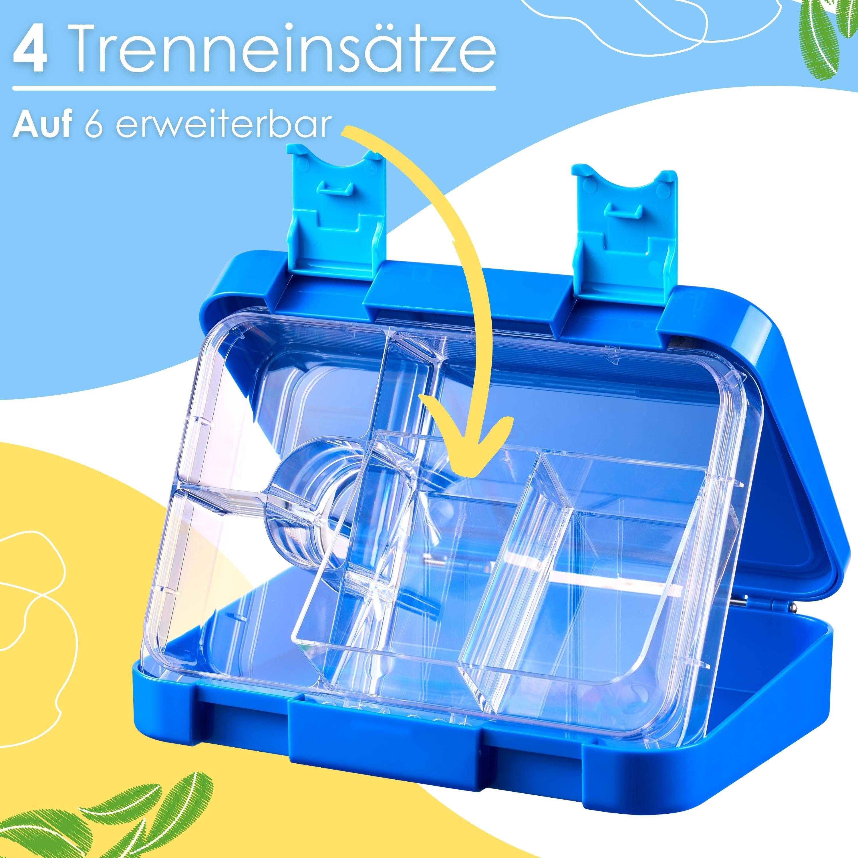 ecosa Lunchbox EO-8170 yummy buddy Kinder Brotdose, Tritan, (Brotdose, 4-tlg), Kinderfreundliche Verriegelung,BPA-Frei,Auslaufsicher,Vesperdose