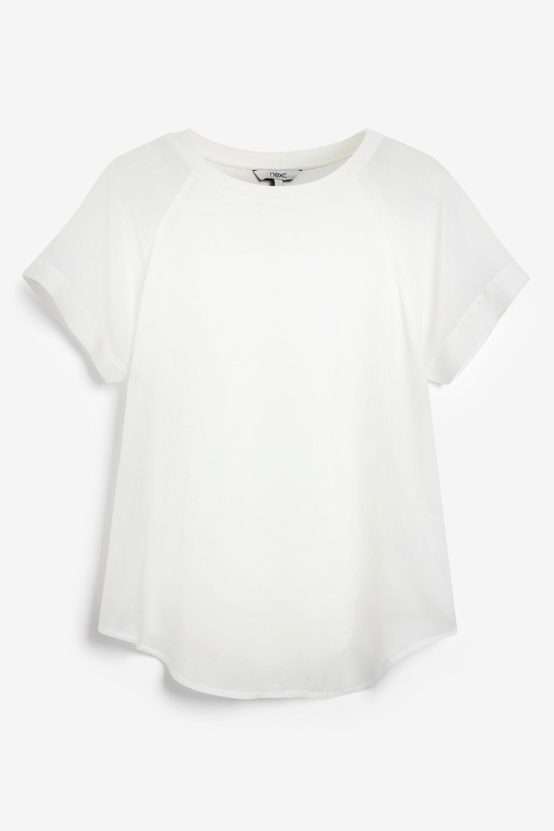 Next (1-tlg) T-Shirt Cream Kurzärmliges mit aus T-Shirt Webmix Raglanärmeln