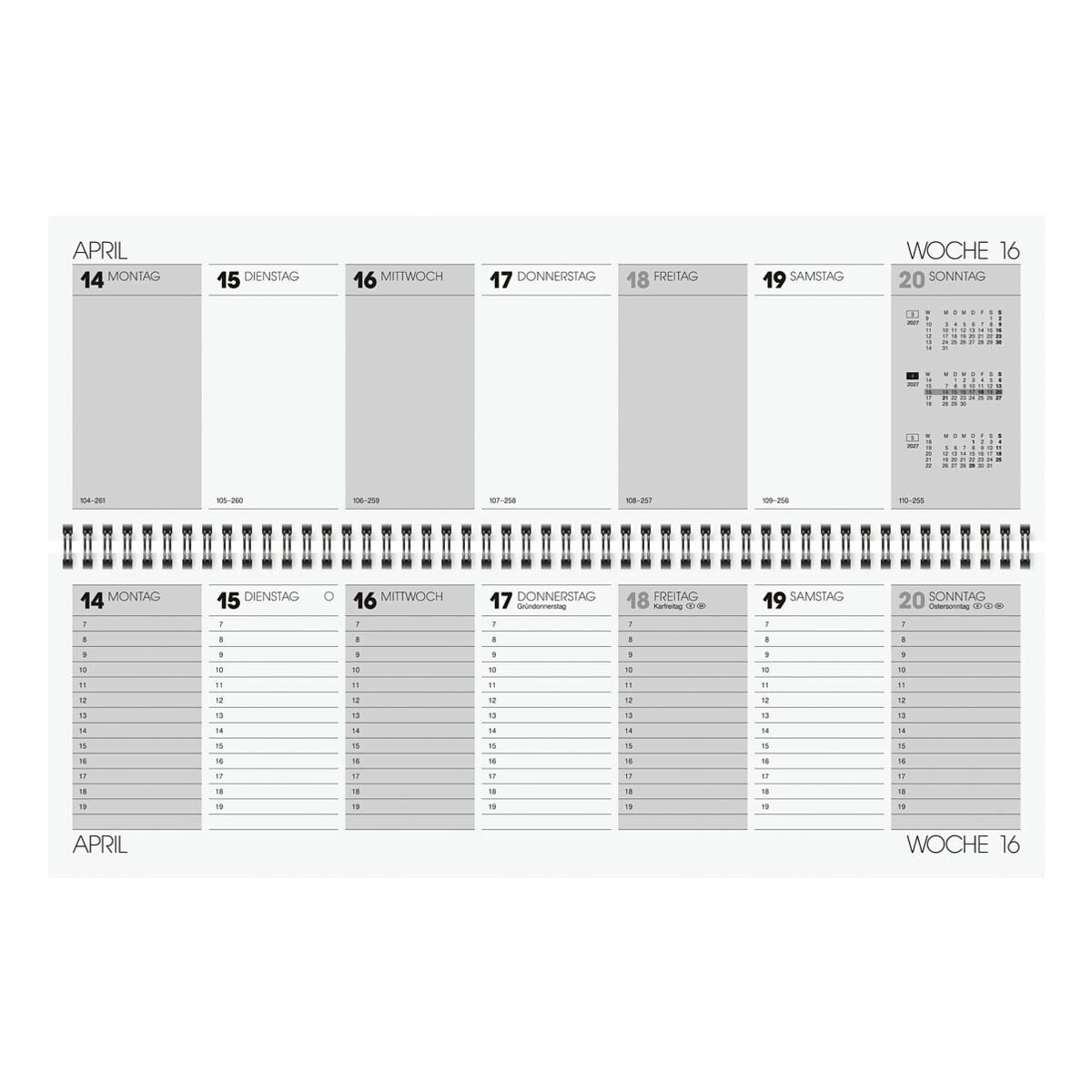 GLOCKEN Tischkalender, für 2027, 2 Seiten = 1 Woche