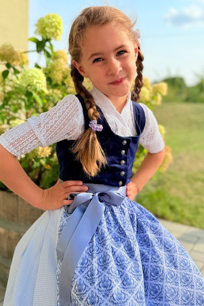 Isar-Trachten Dirndl Kinderdirndl 2tlg. - ISABELLA - blau