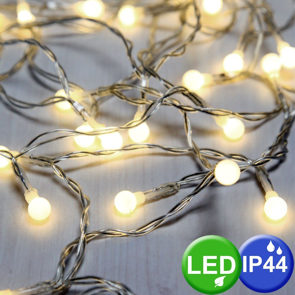etc-shop Dekolicht, 100x LED Lichter Kette Kugel Lampen Weihnachts Außen Deko Beleuchtung | Leuchtfiguren