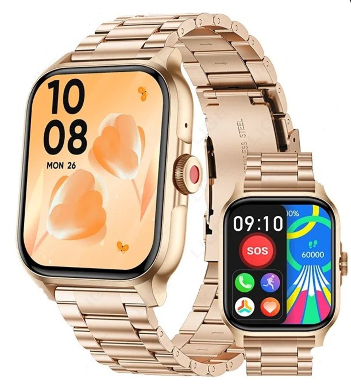 Nagham Ghazal Aswad Smartwatch Luxus Bluetooth Anruf Sport Wasserdichte 1,85 Zoll 2025 Smartwatch (3,8cm cm)