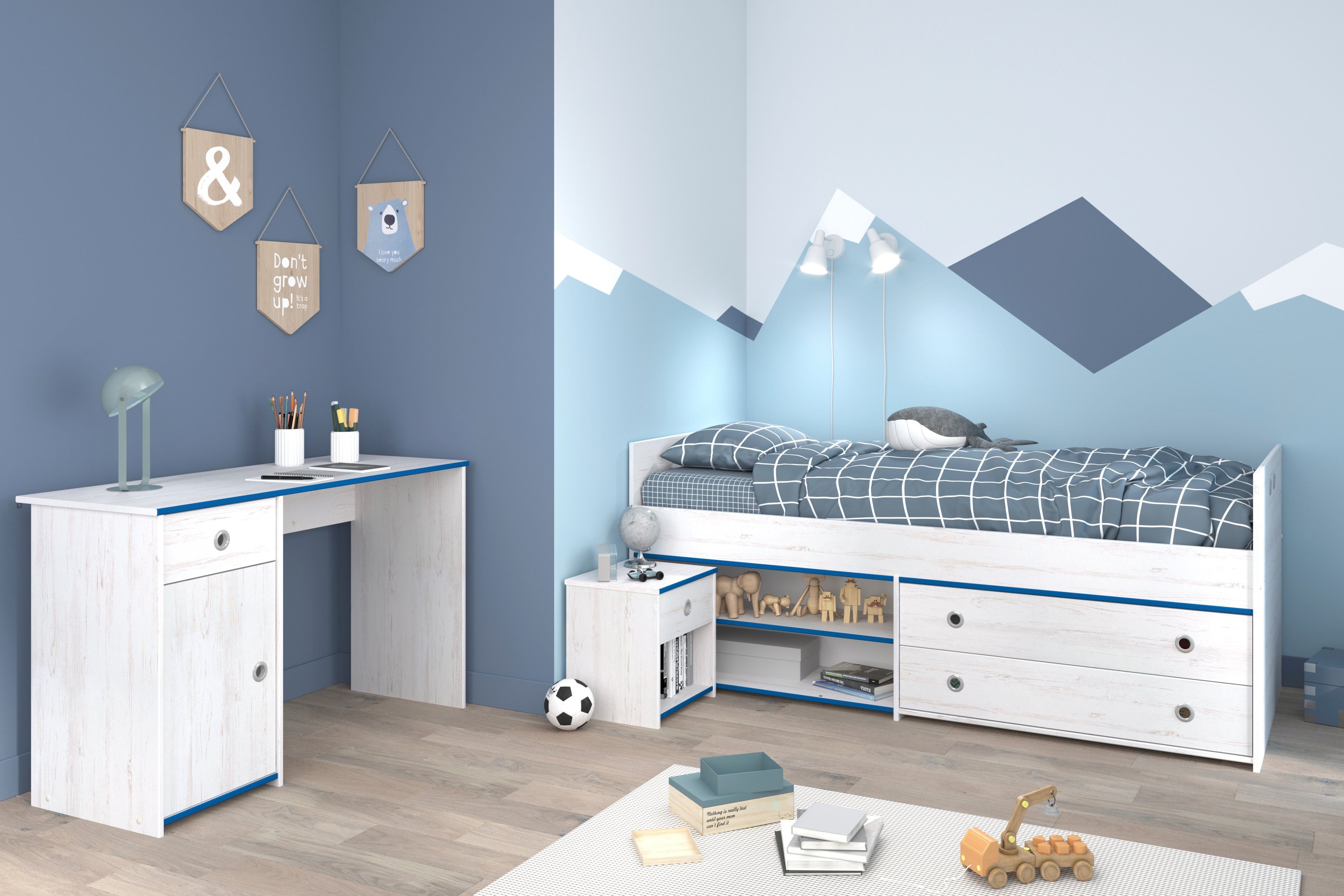 Parisot Jugendzimmer-Set Smoozy, (3-tlg., Stauraumbett, Nachttisch günstig online kaufen