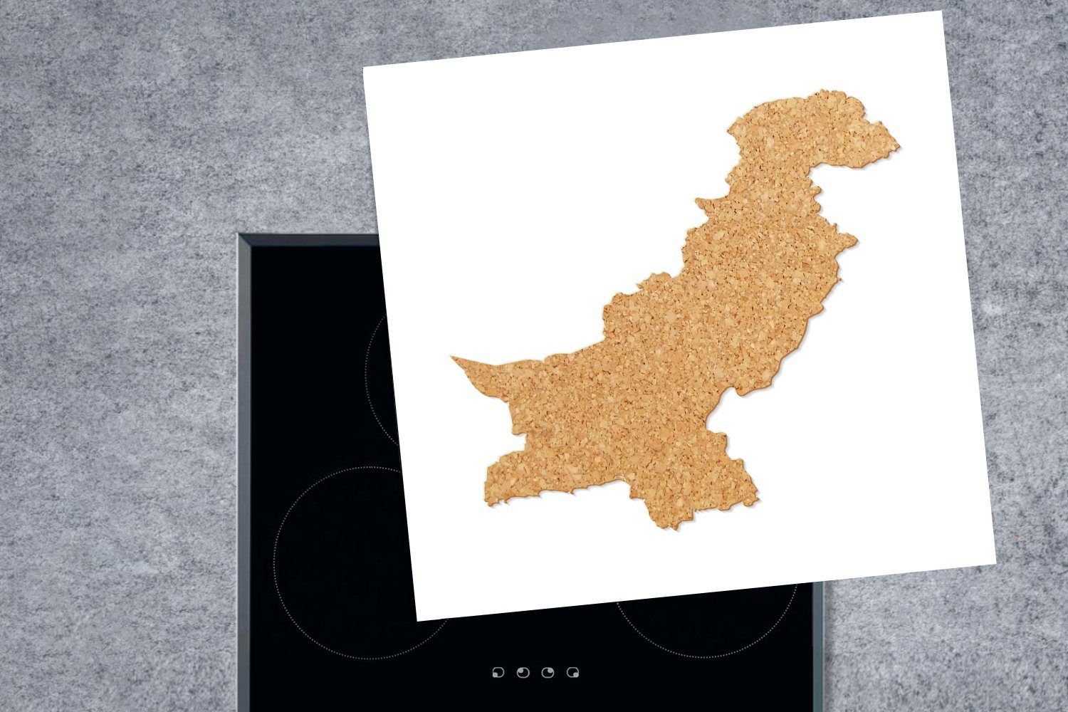 MuchoWow Herdblende-/Abdeckplatte Eine einer Karte orangefarbenen Illustration Pakistan, Vinyl, für von 78x78 (1 Arbeitsplatte Ceranfeldabdeckung, küche tlg), cm