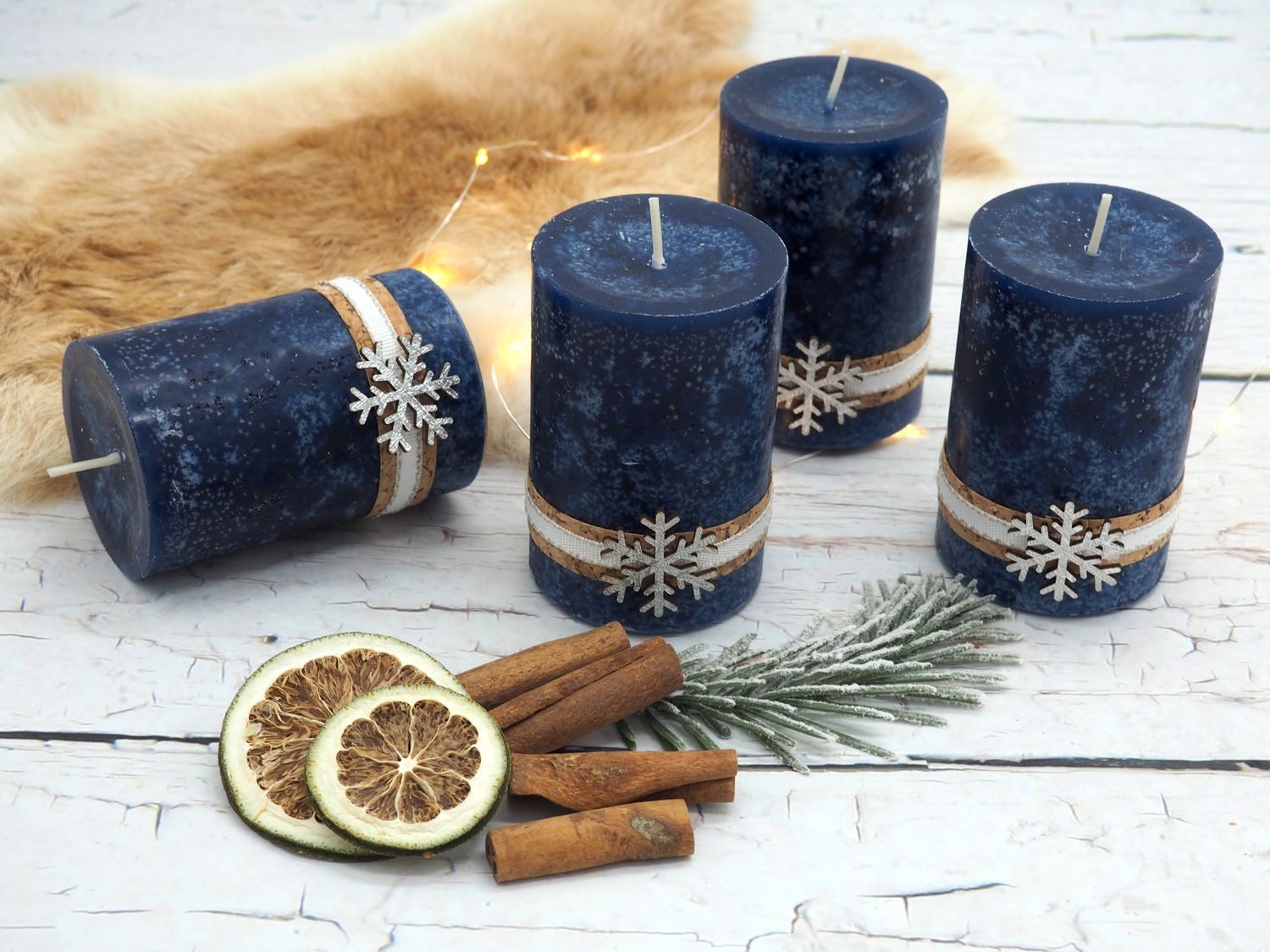 ZauberDeko Adventskerze 4 Adventskerzen Kerzen Stumpenkerzen Blau Dunkelbla günstig online kaufen