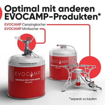 EVOCAMP Gaskartusche 2x Propan Butan 450g, Schraubkartusche Eurogewinde 7/16", Zubehör für Weber Grills Q100-1200-Serien, 2 St.