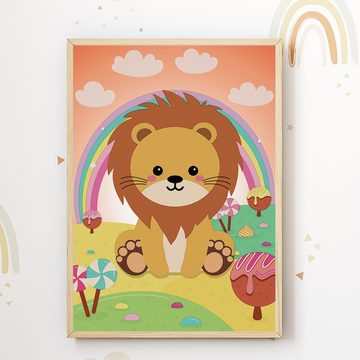 Tigerlino Poster Safari Tiere Kaugummi 6er Set Kinderzimmer Wandbilder Babyzimmer