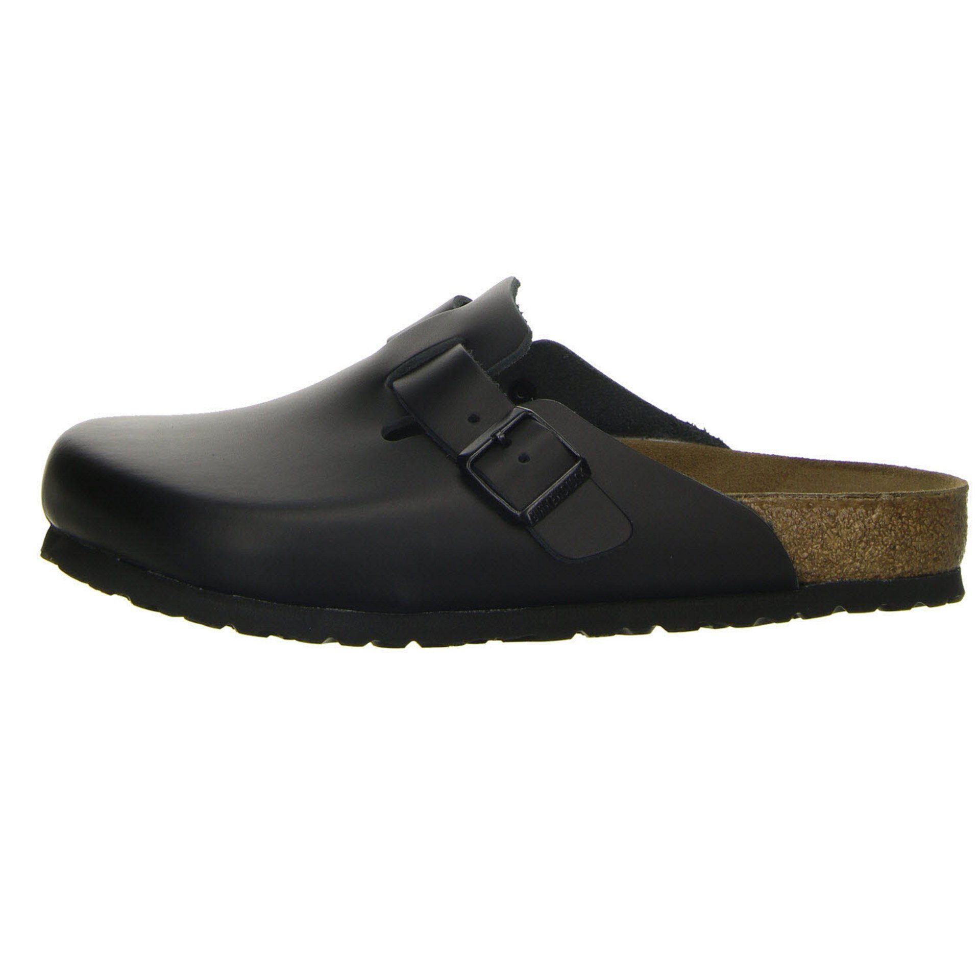 Birkenstock Herren Pantoletten Sandalen Boston Pantolette Glattleder Pantolette dunkel schwarz