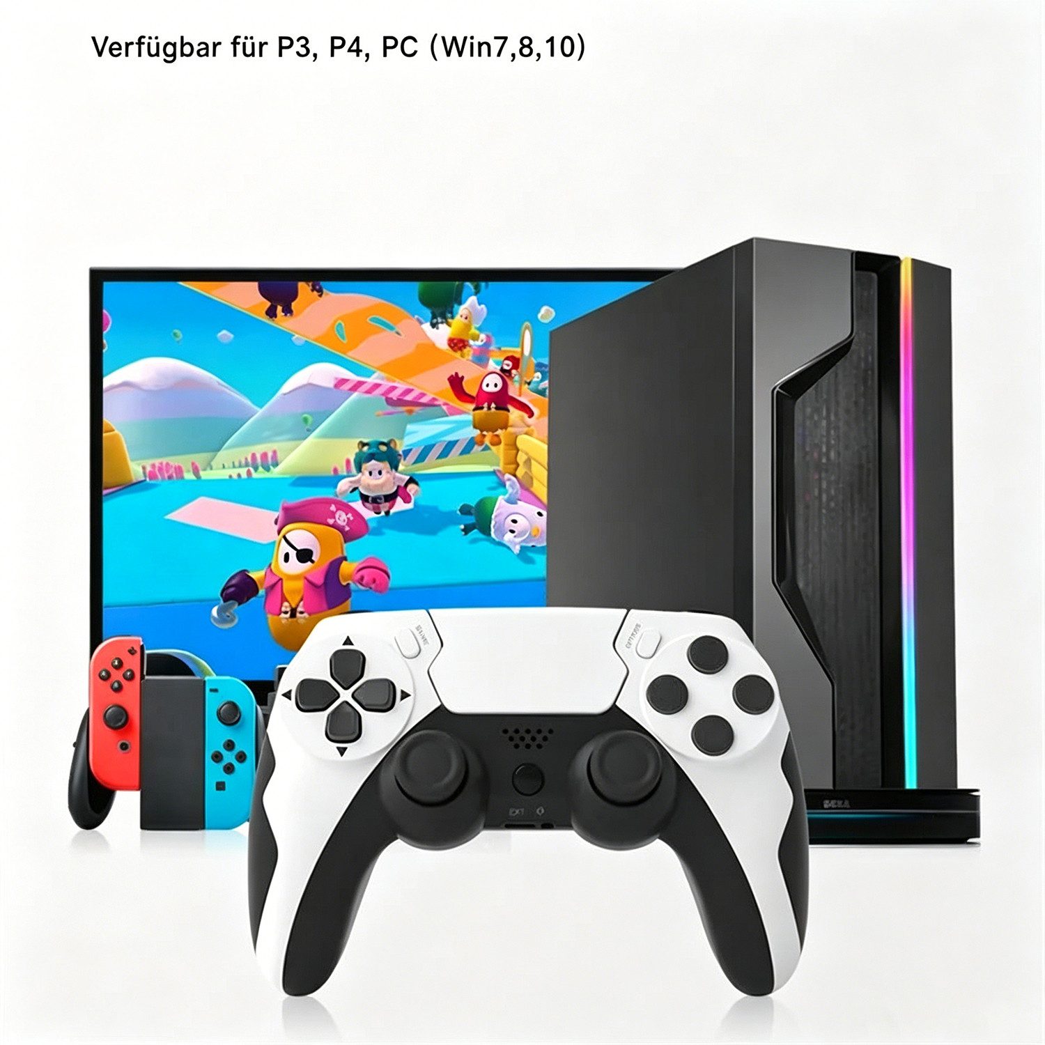 Toomoke Wireless Controller Kompatibel für PS4/PC, Dual Vibration, Touchpad Controller (Controller mit Doppelter Vibration, 6-Achsen-Gyro-Sensor, Touchpad)