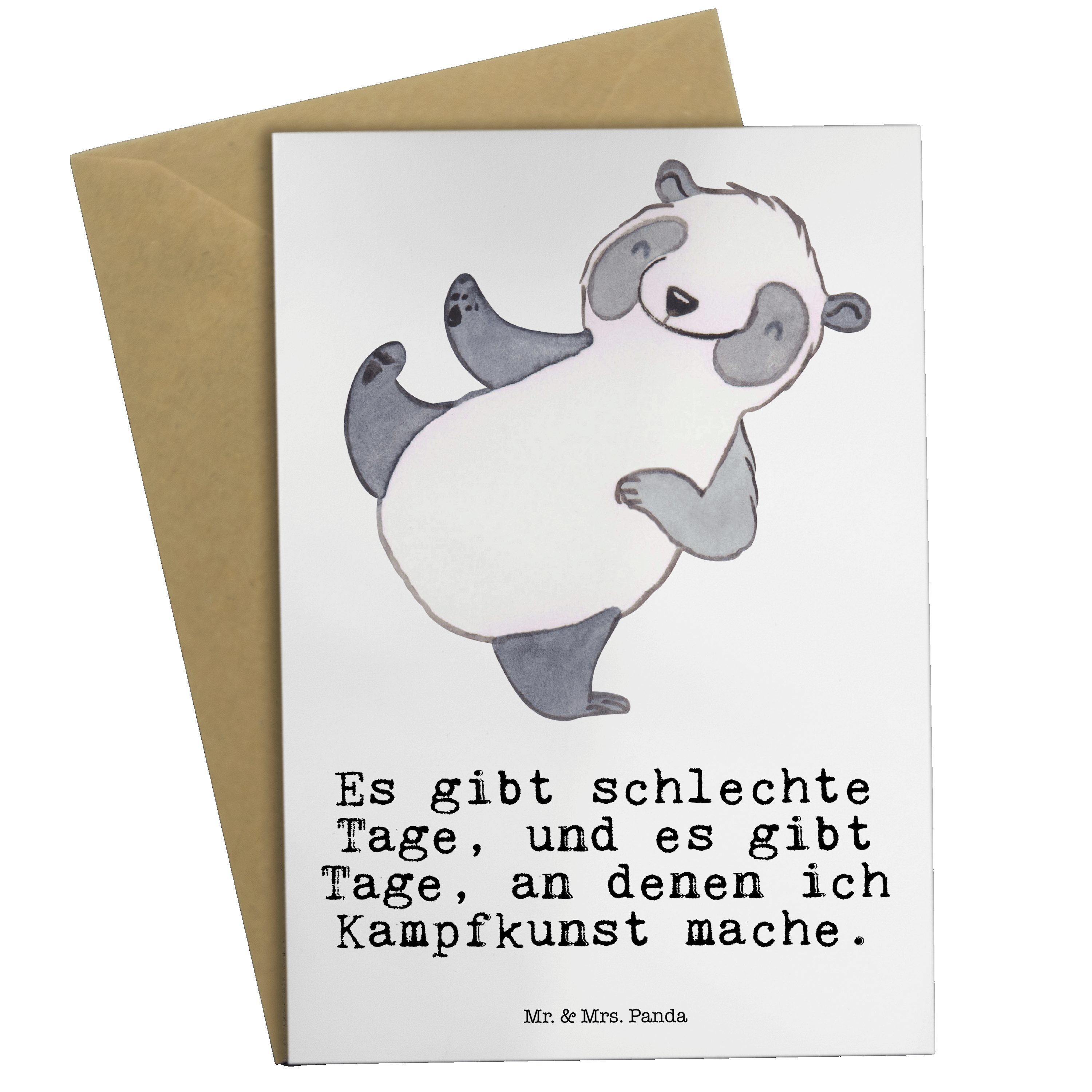 Mr. & Mrs. Panda Grußkarte Panda Kampfkunst Tage - Weiß - Geschenk, Danke, Geburtstagskarte, Spo