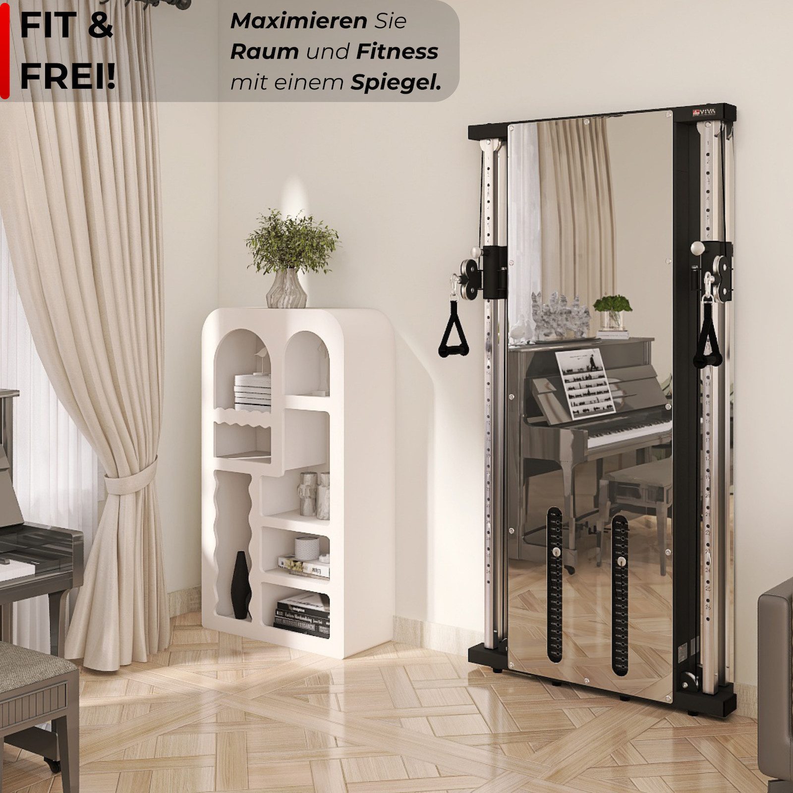 AsVIVA Kraftstation MG9 Kabelzug-Wandmontage für effektives Ganzkörpertraining für Zuhause, (1-tlg), Ultra slim 16,5 cm, 100 kg Widerstand, Duale Trainingsmöglichkeit